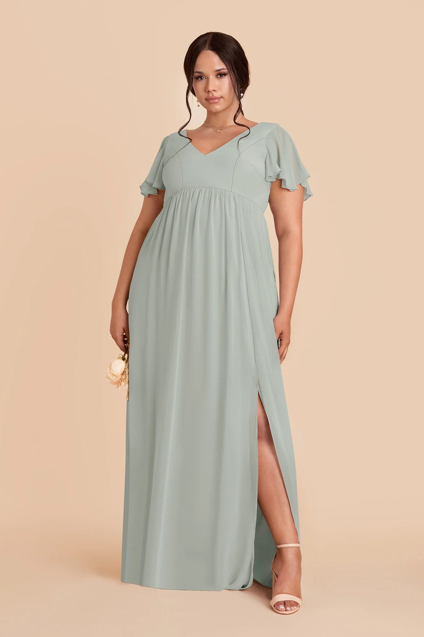 Hannah Chiffon Dress - Sage - Image 2