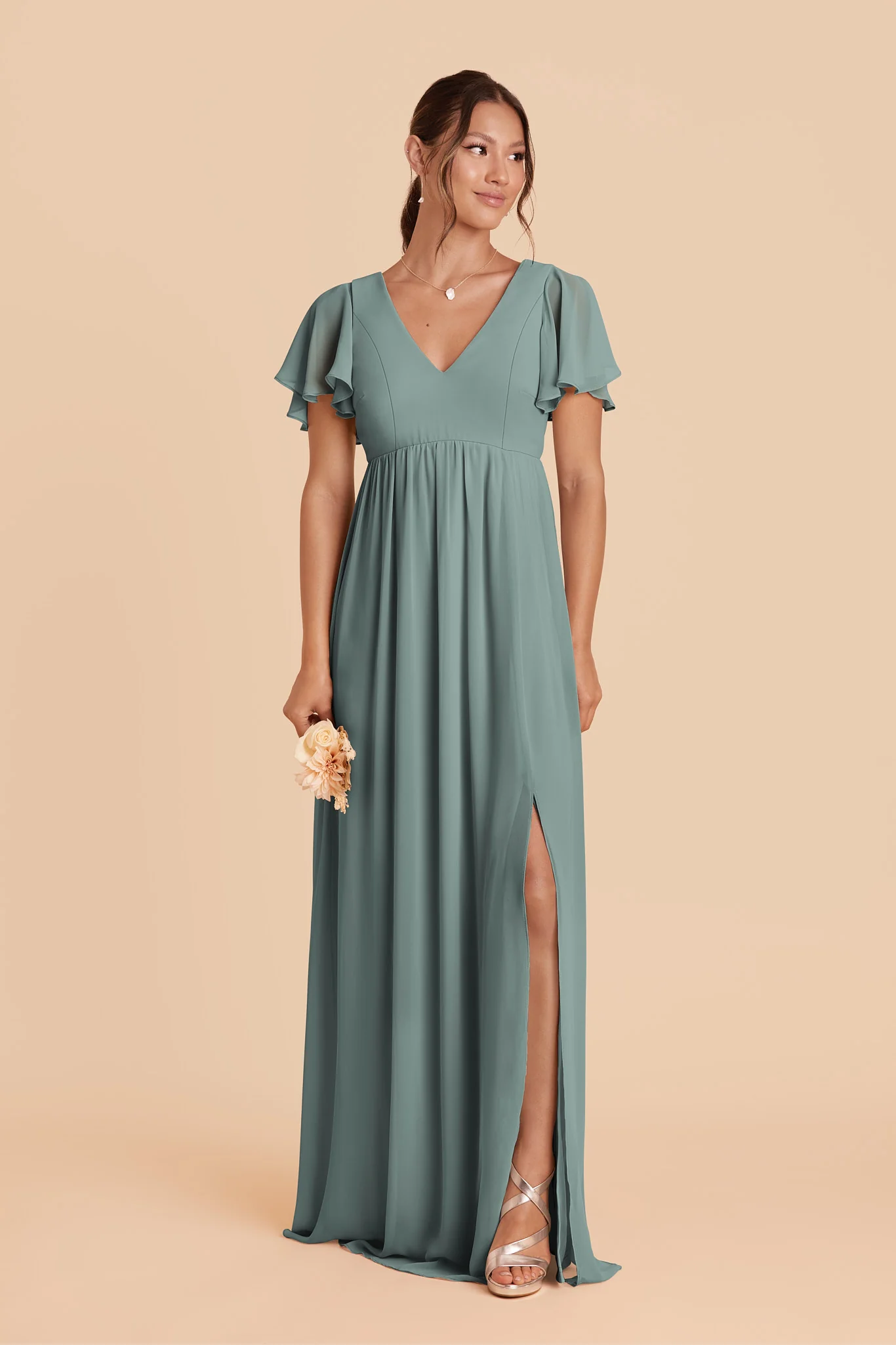 Hannah Chiffon Dress - Sea Glass