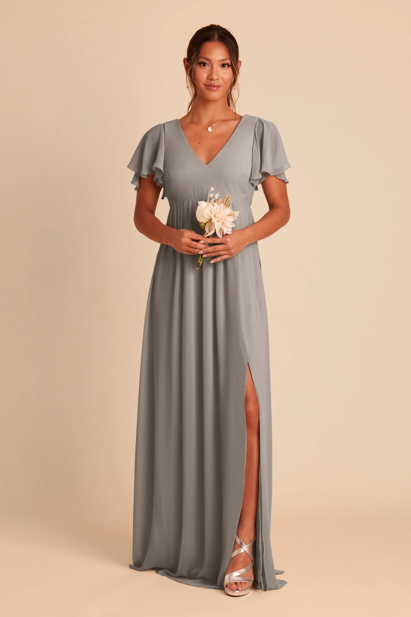 Hannah Chiffon Dress - Silver - Image 3