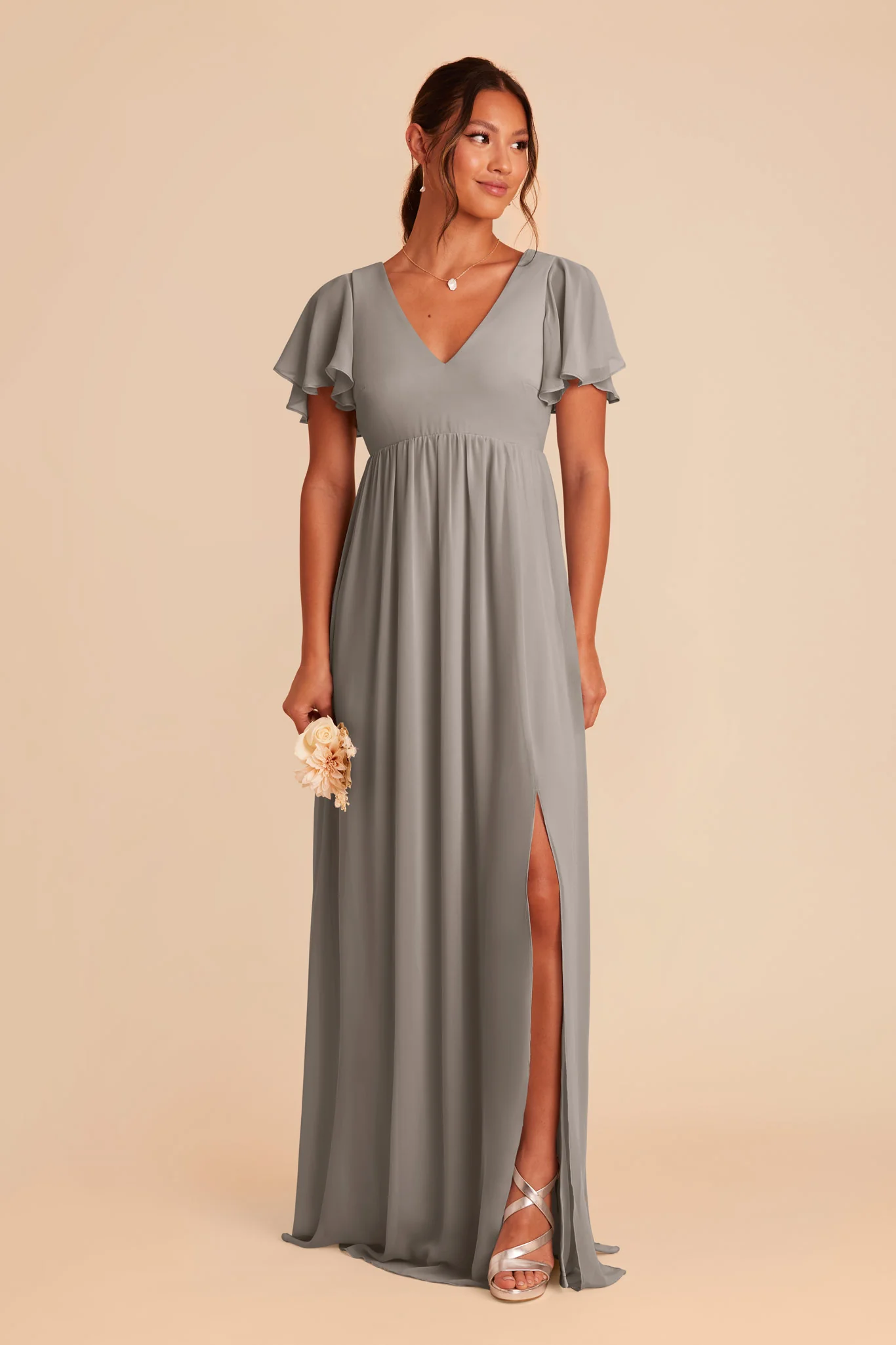 Hannah Chiffon Dress - Silver - Image 4