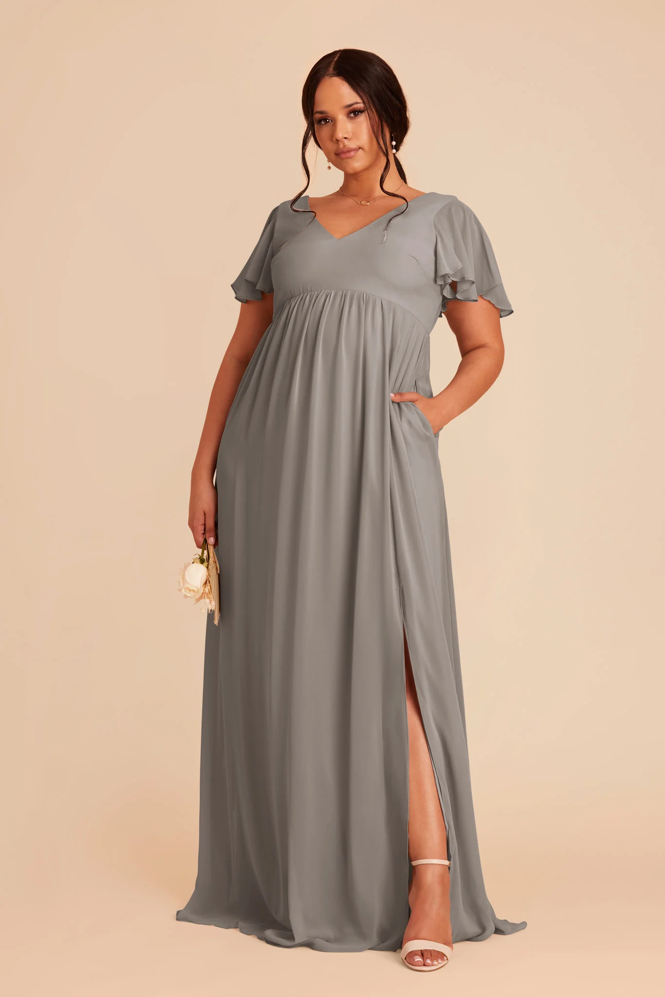 Hannah Chiffon Dress - Silver - Image 6