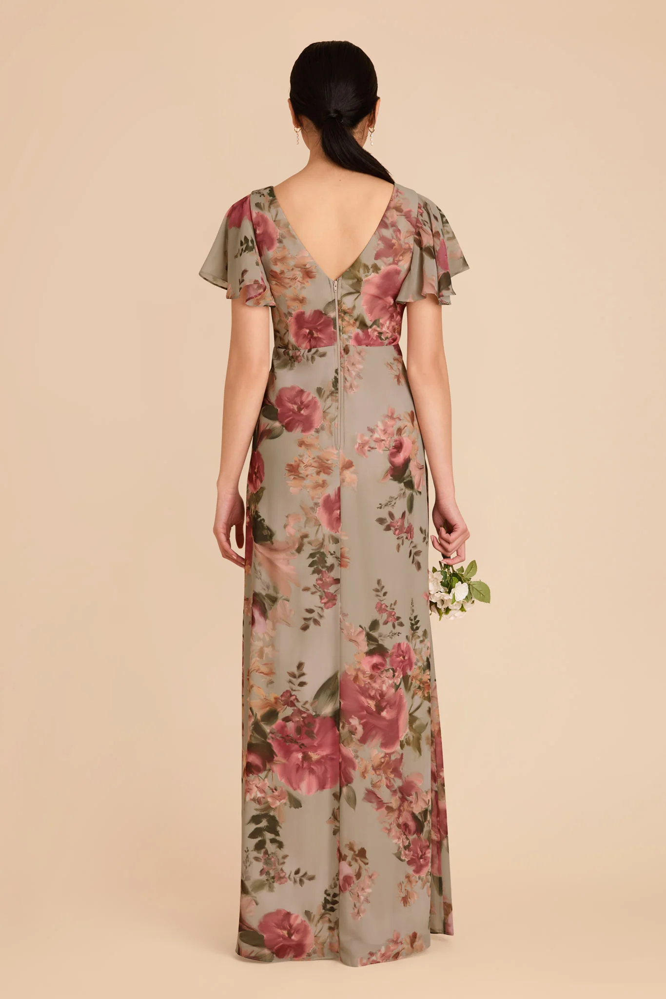 Hannah Chiffon Dress - Silver Sage Painted Botanics - Image 5