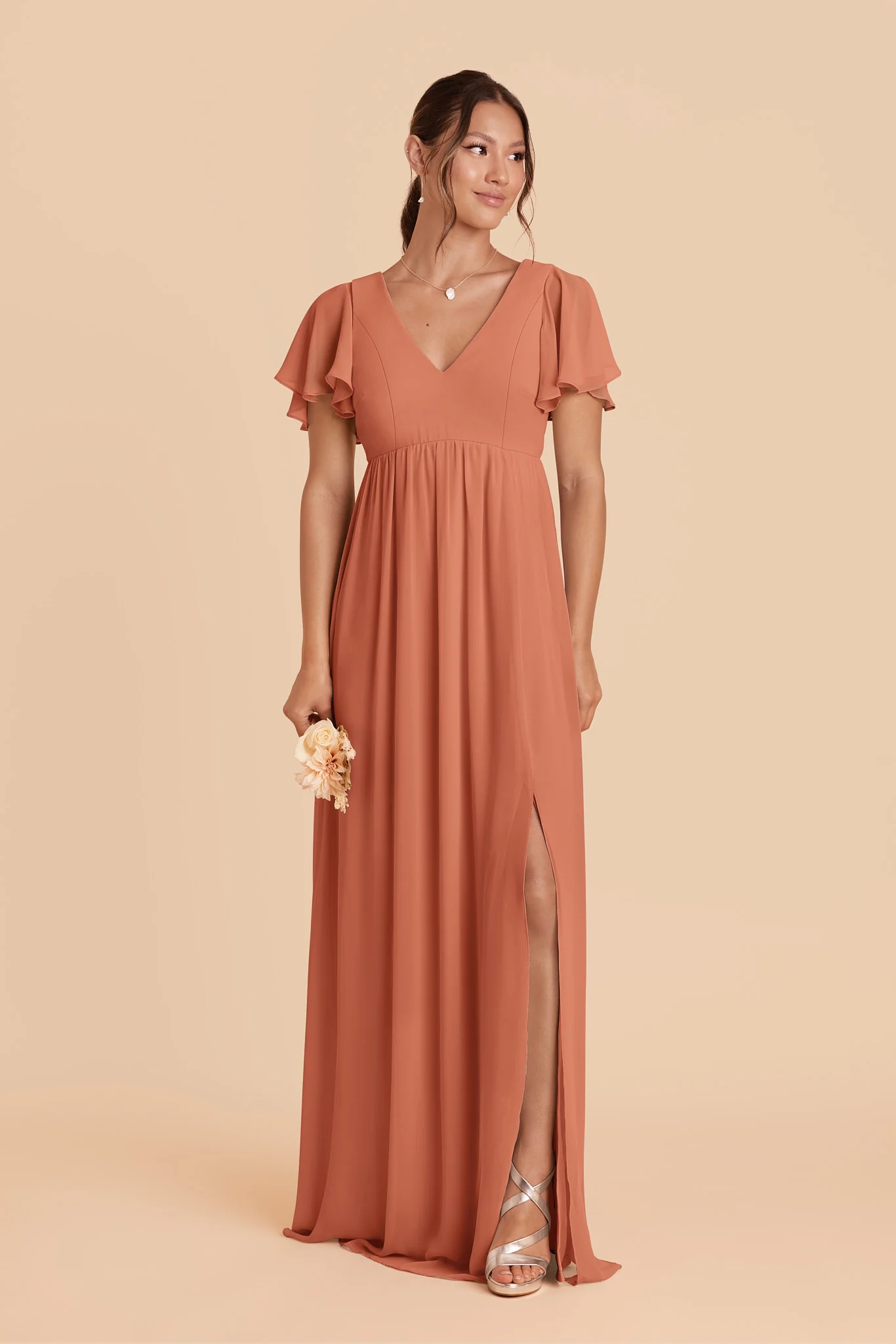 Hannah Chiffon Dress - Terracotta