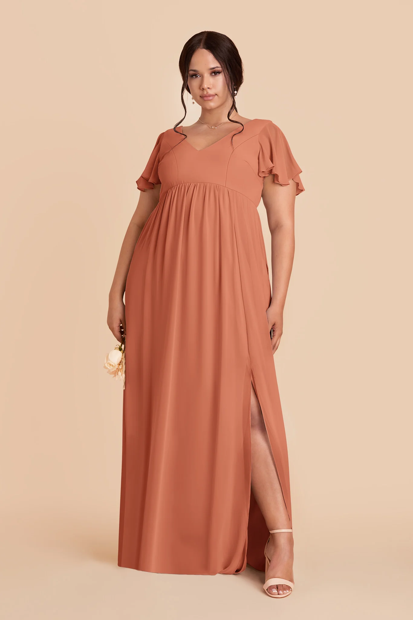 Hannah Chiffon Dress - Terracotta - Image 2
