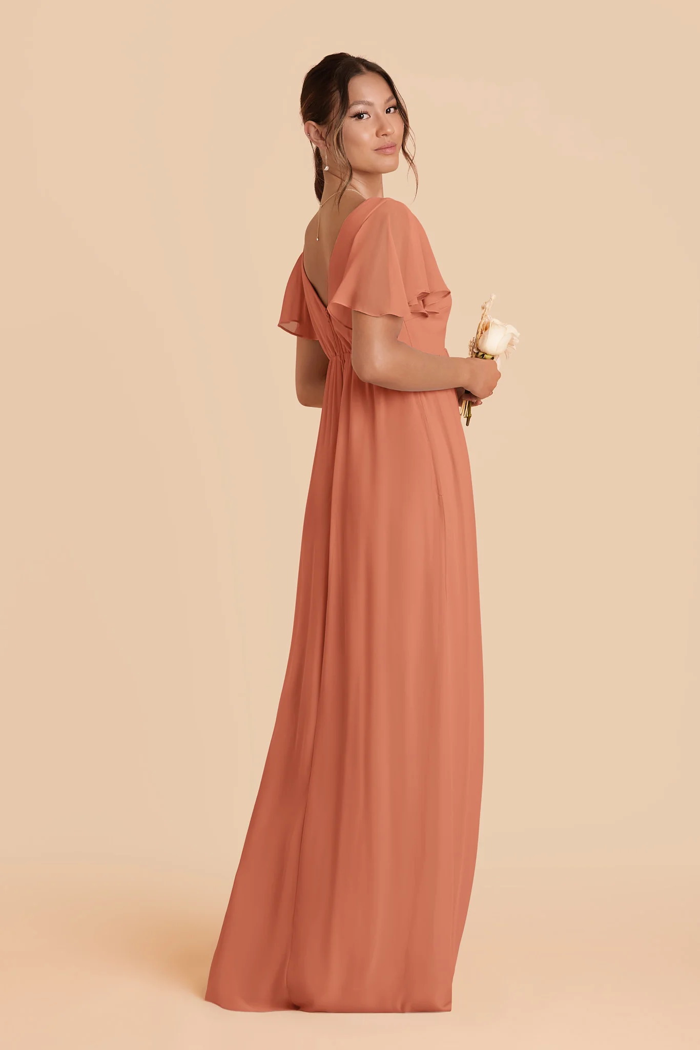 Hannah Chiffon Dress - Terracotta - Image 3