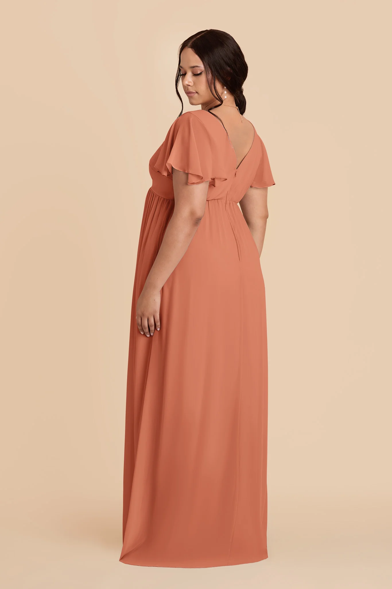 Hannah Chiffon Dress - Terracotta - Image 4