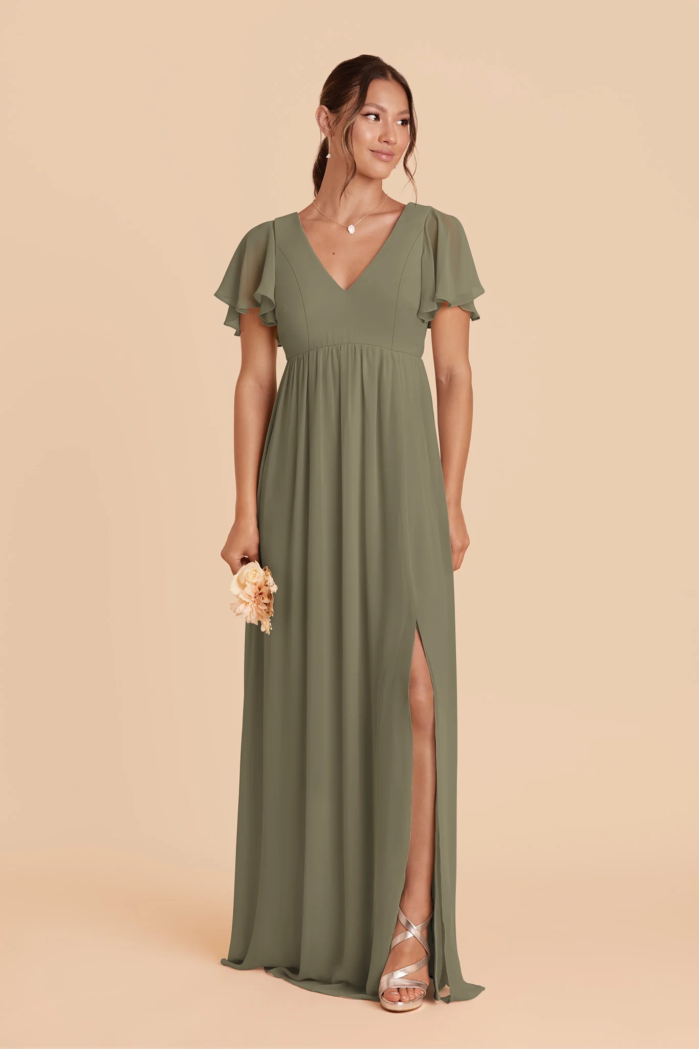 Hannah Chiffon Dress - Thyme