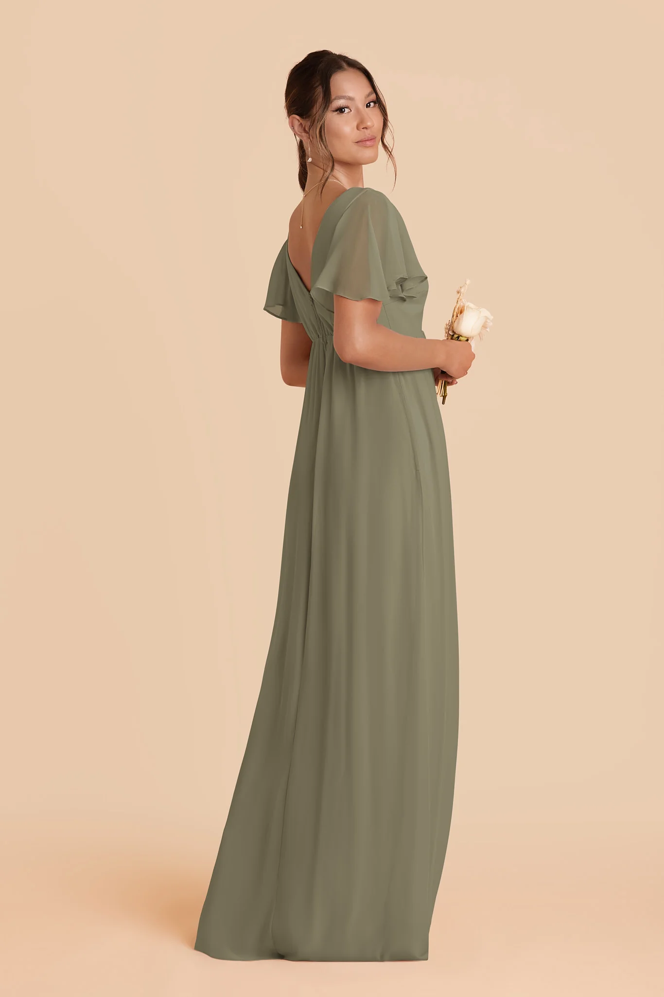 Hannah Chiffon Dress - Thyme - Image 3