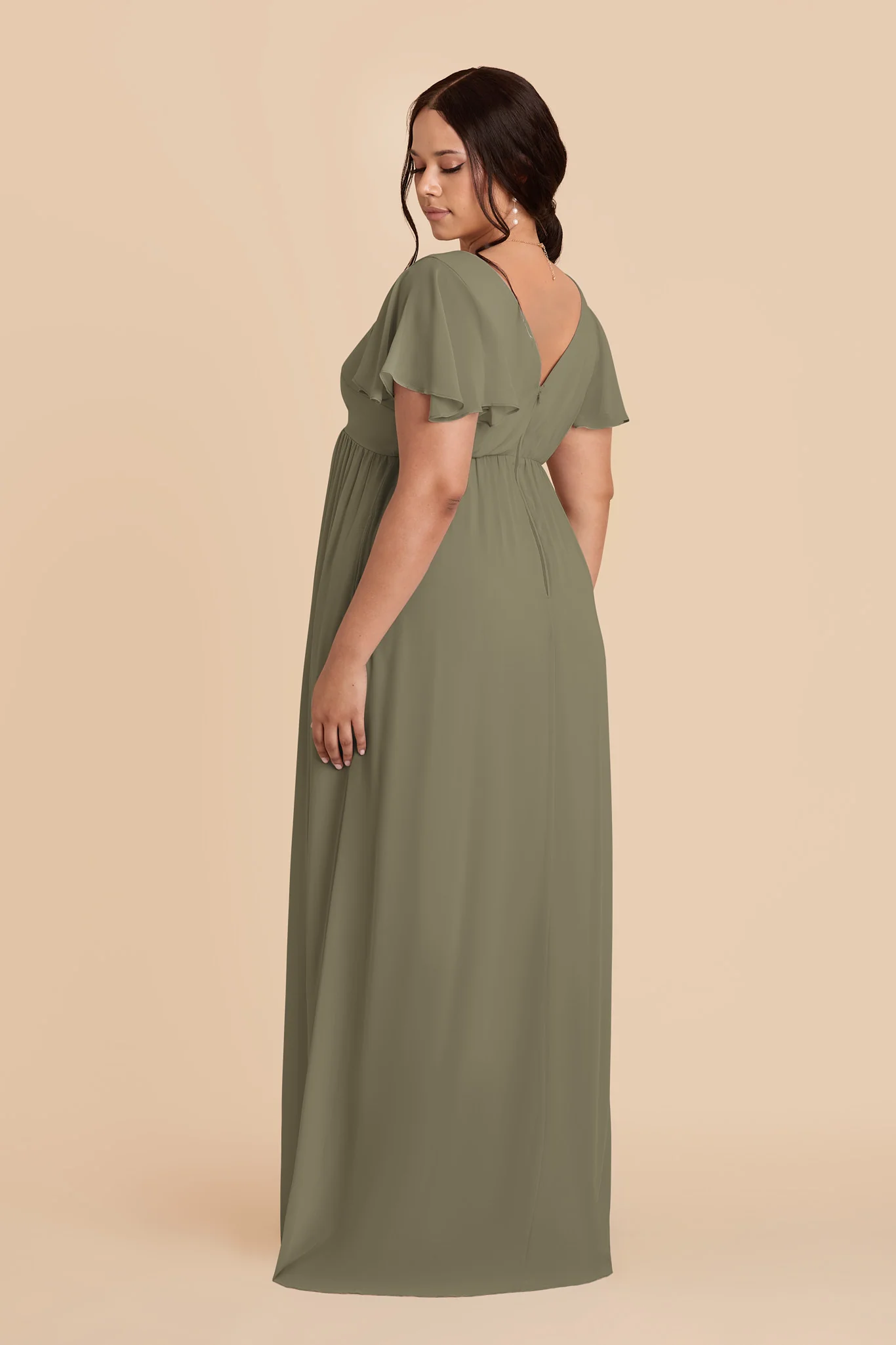 Hannah Chiffon Dress - Thyme - Image 4