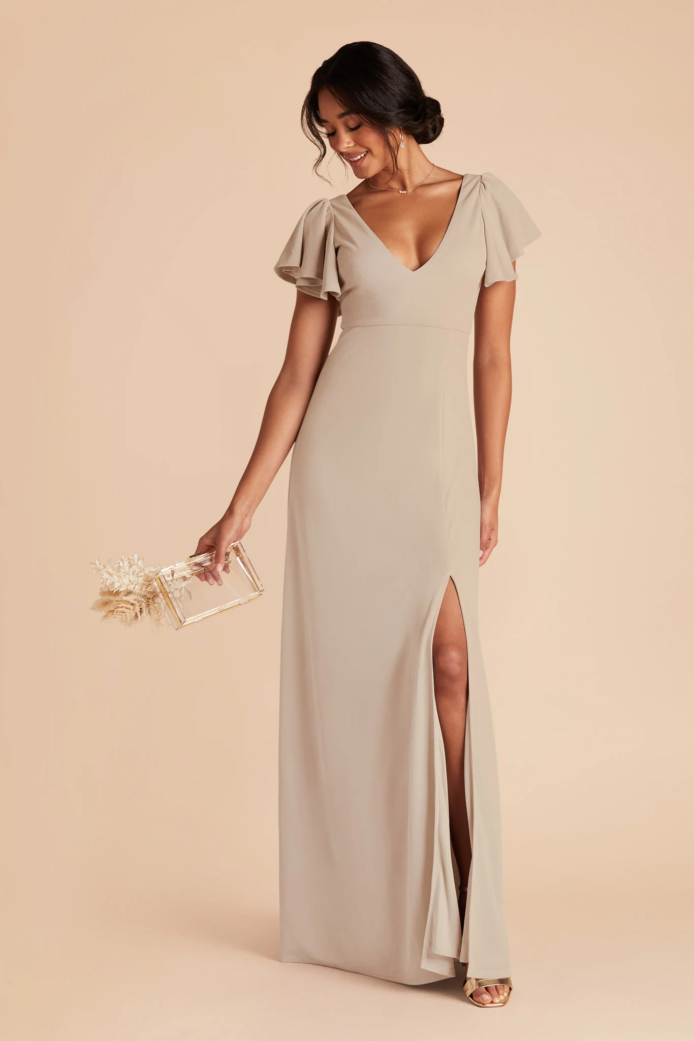 Hannah Crepe Dress - Almond - Image 4