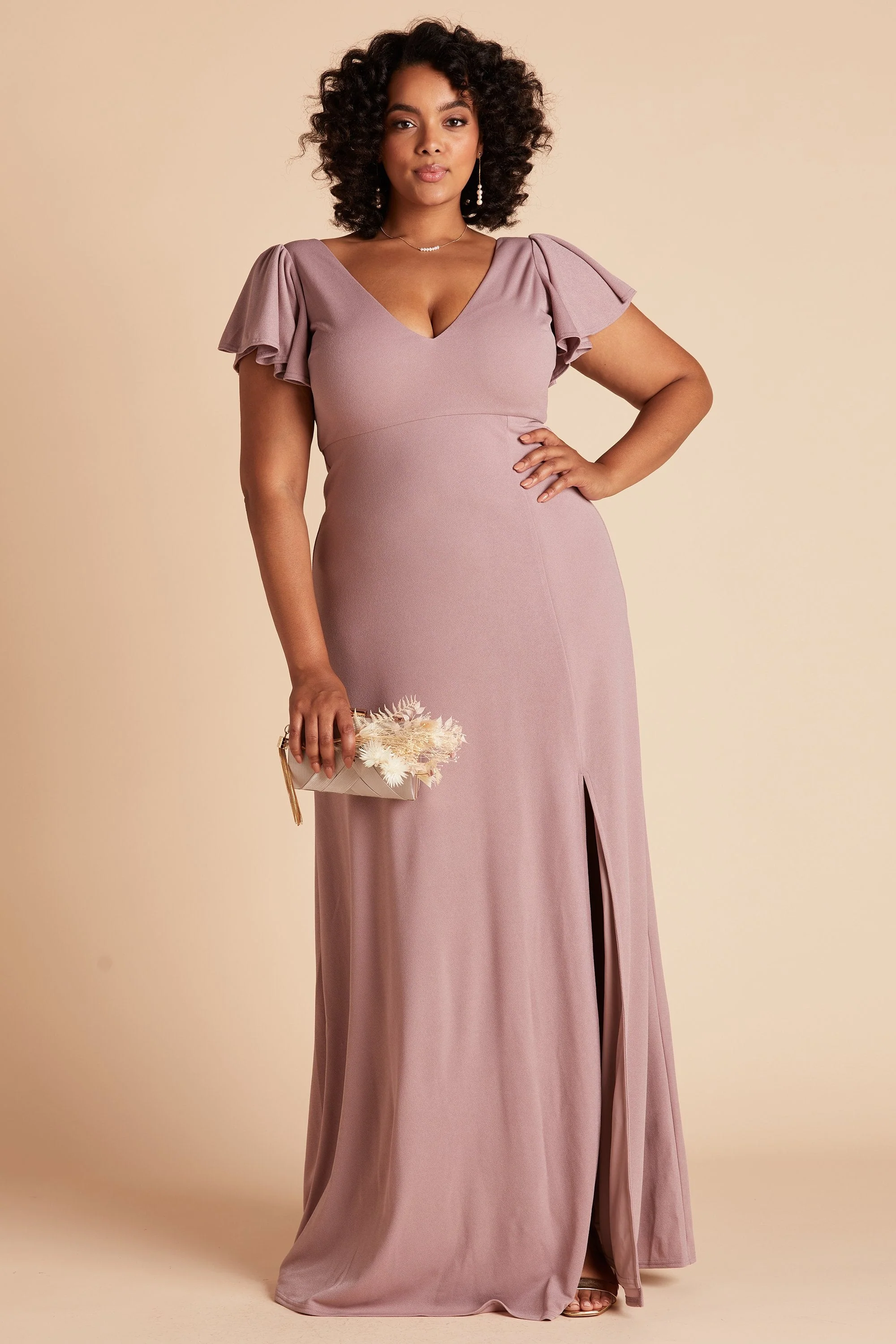 Hannah Crepe Dress - Dark Mauve - Image 4