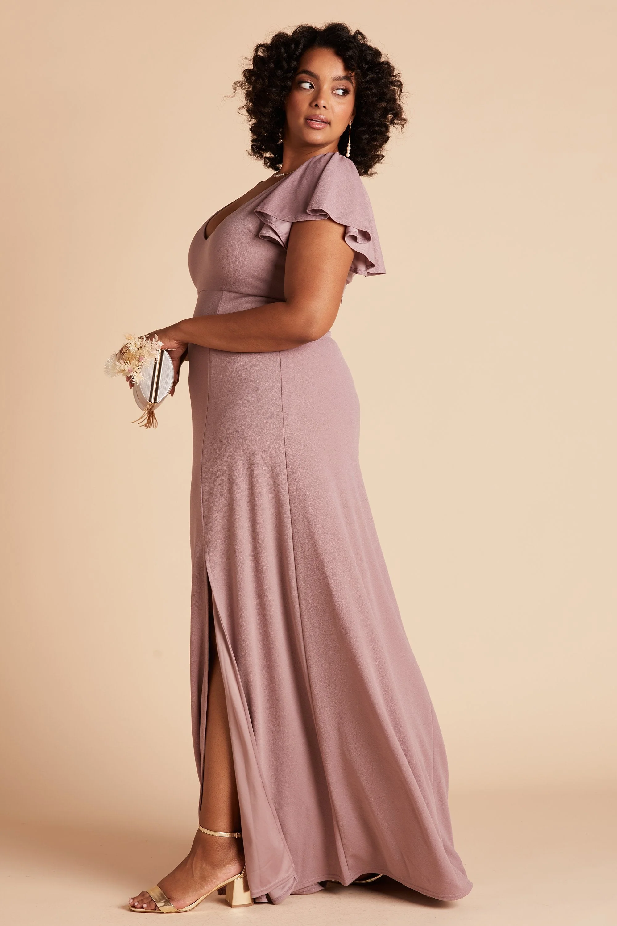Hannah Crepe Dress - Dark Mauve - Image 5