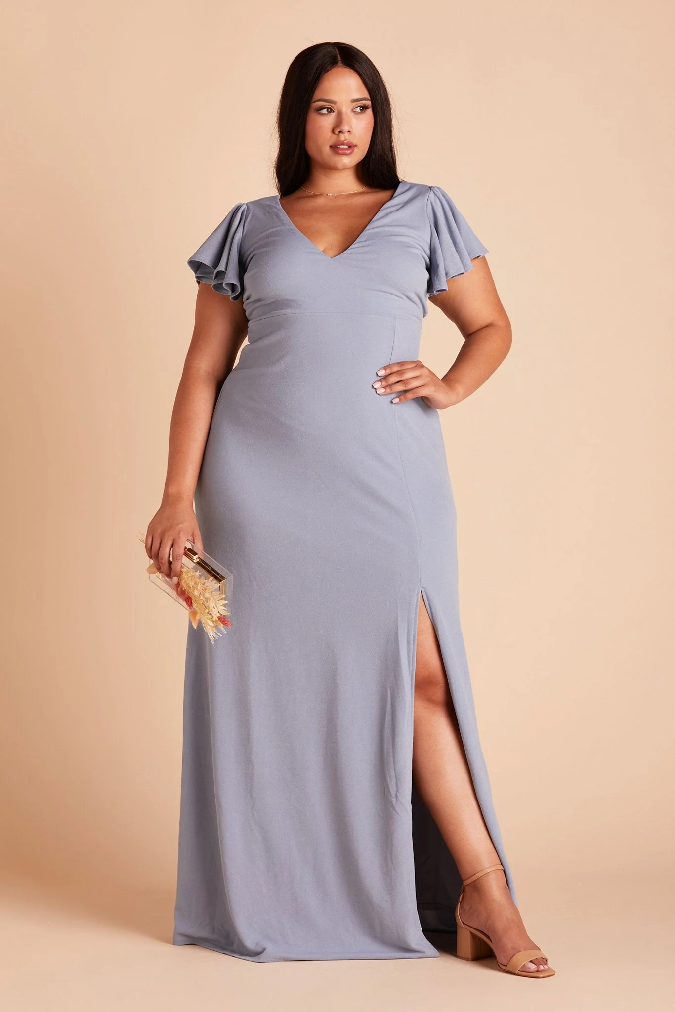 Hannah Crepe Dress - Dusty Blue - Image 10