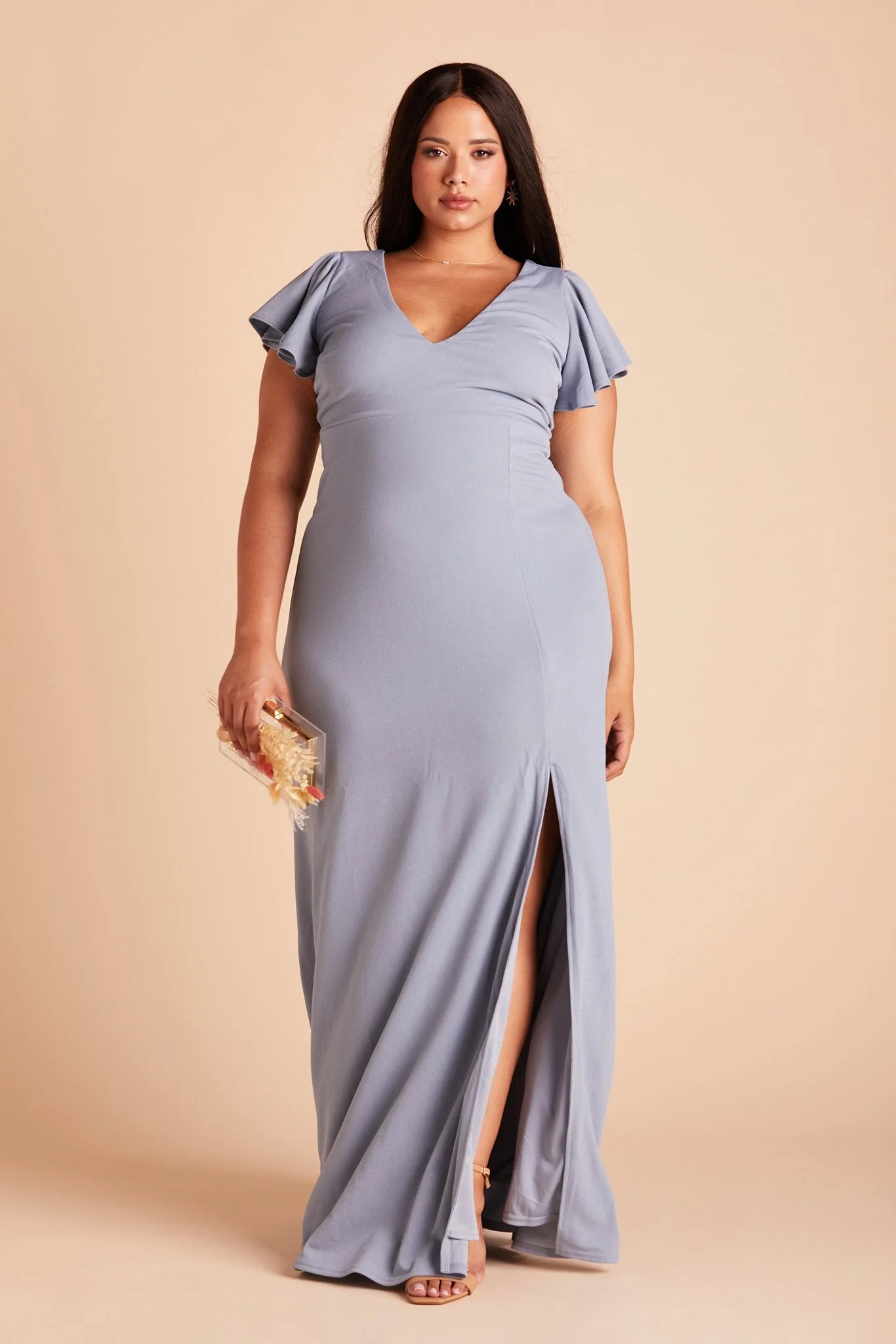 Hannah Crepe Dress - Dusty Blue - Image 9