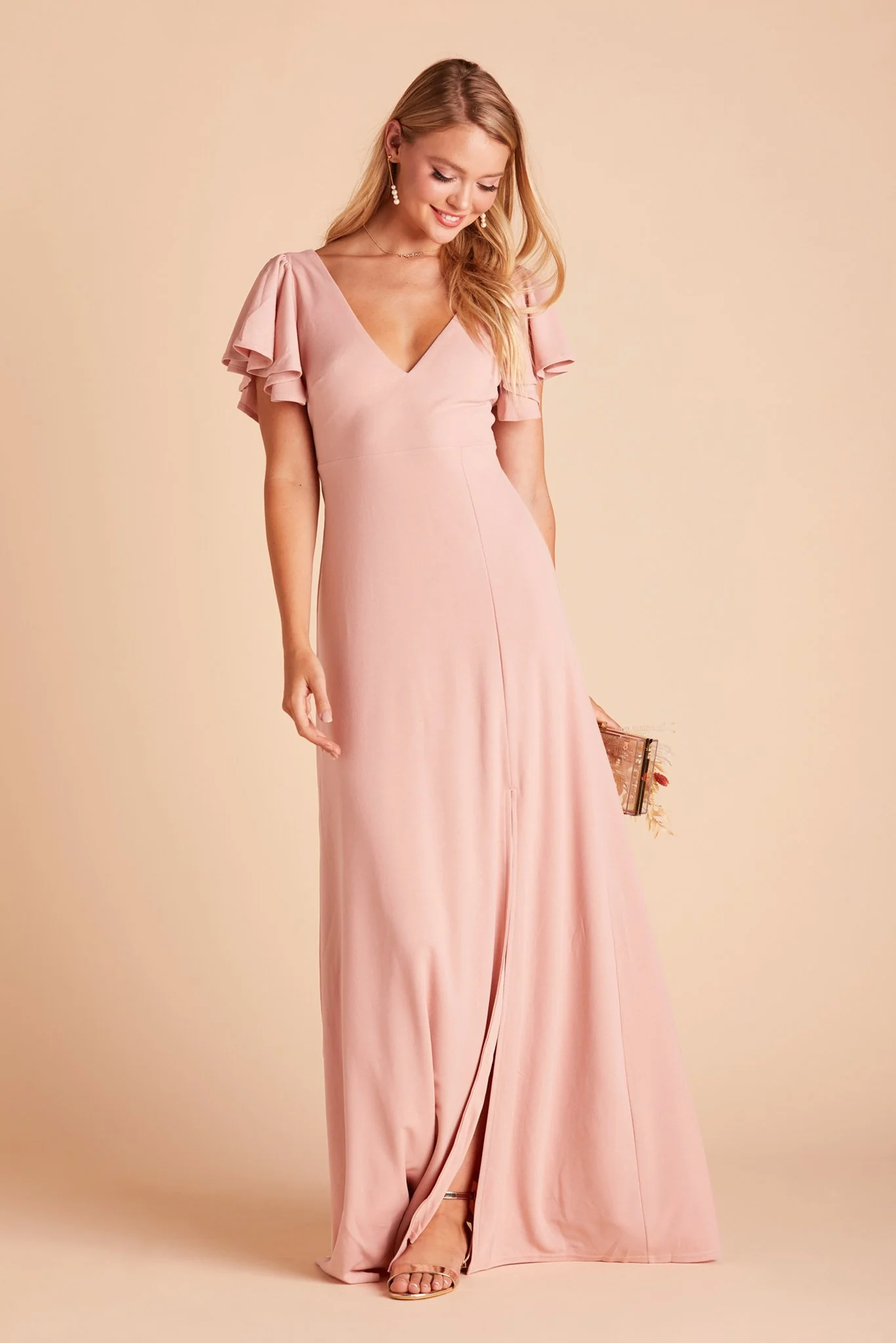 Hannah Crepe Dress - Dusty Rose - Image 6