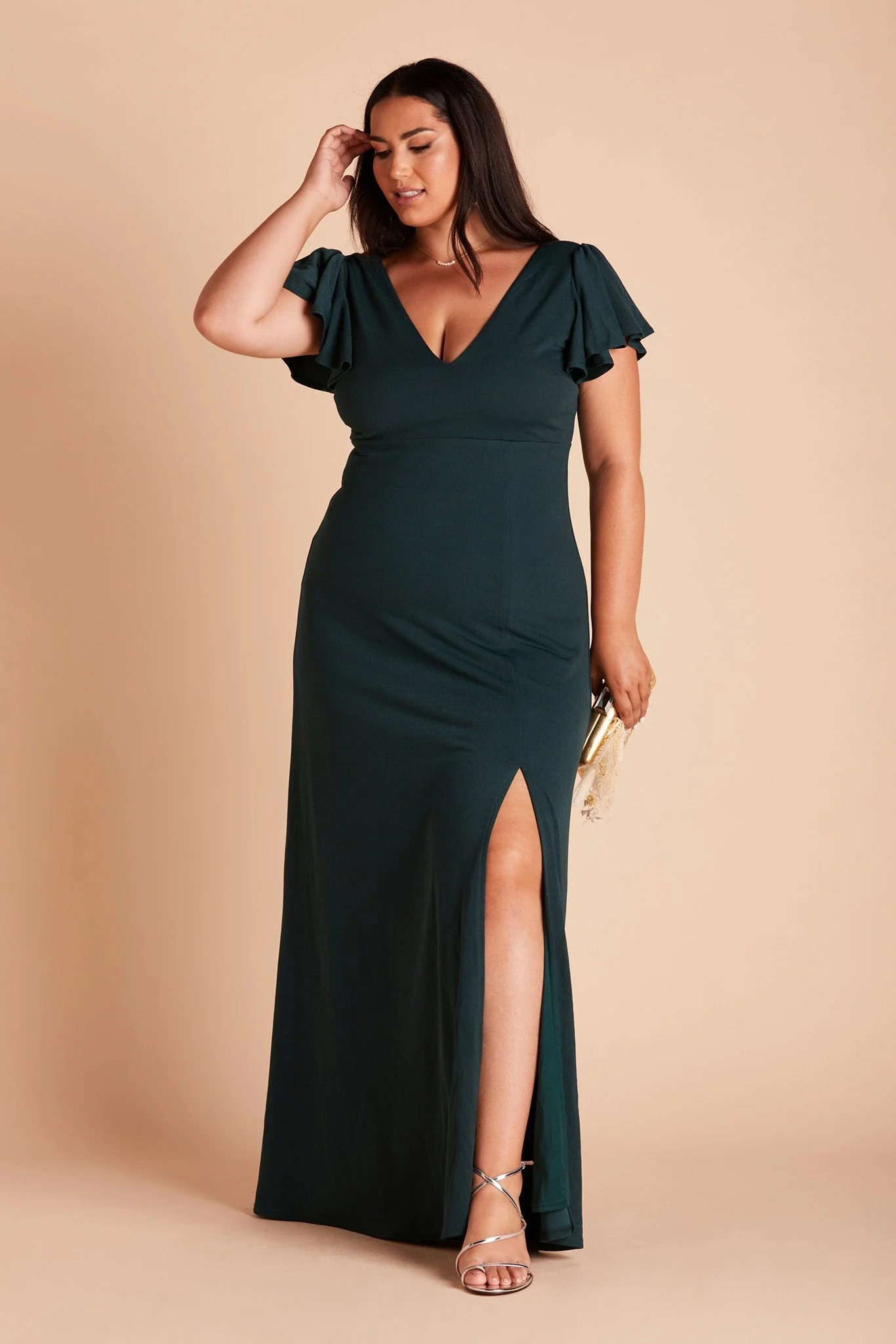 Hannah Crepe Dress - Emerald - Image 10