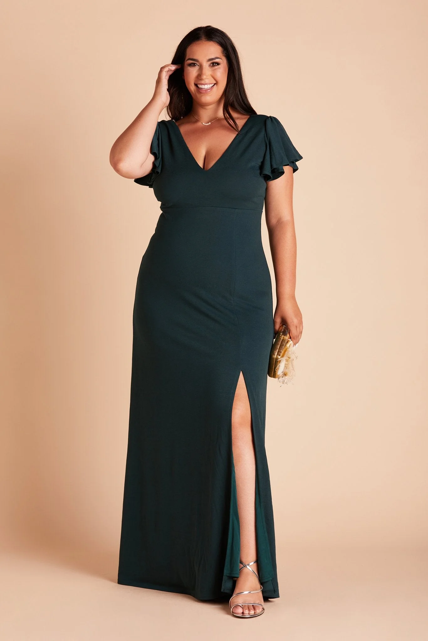 Hannah Crepe Dress - Emerald - Image 2