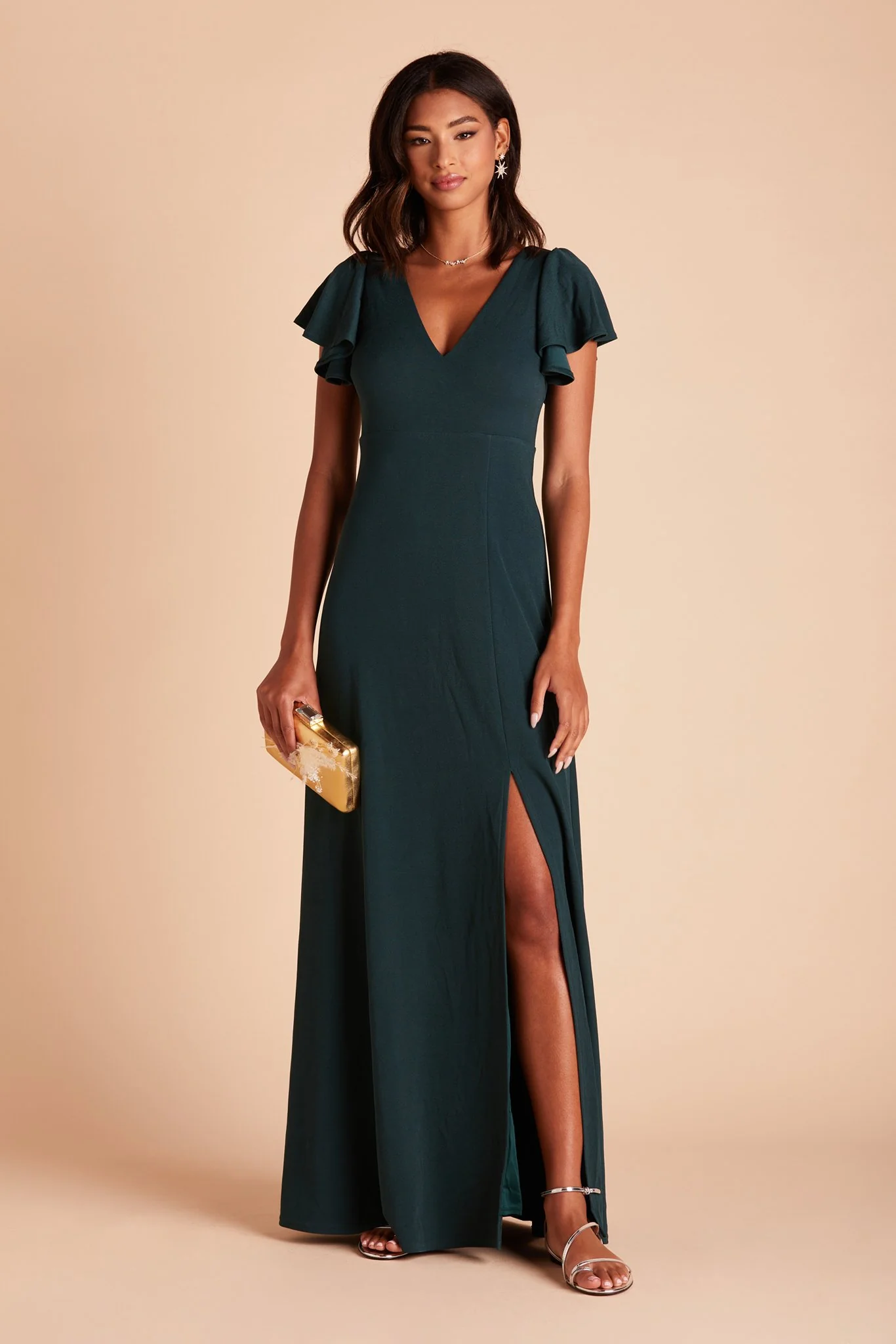 Hannah Crepe Dress - Emerald - Image 3