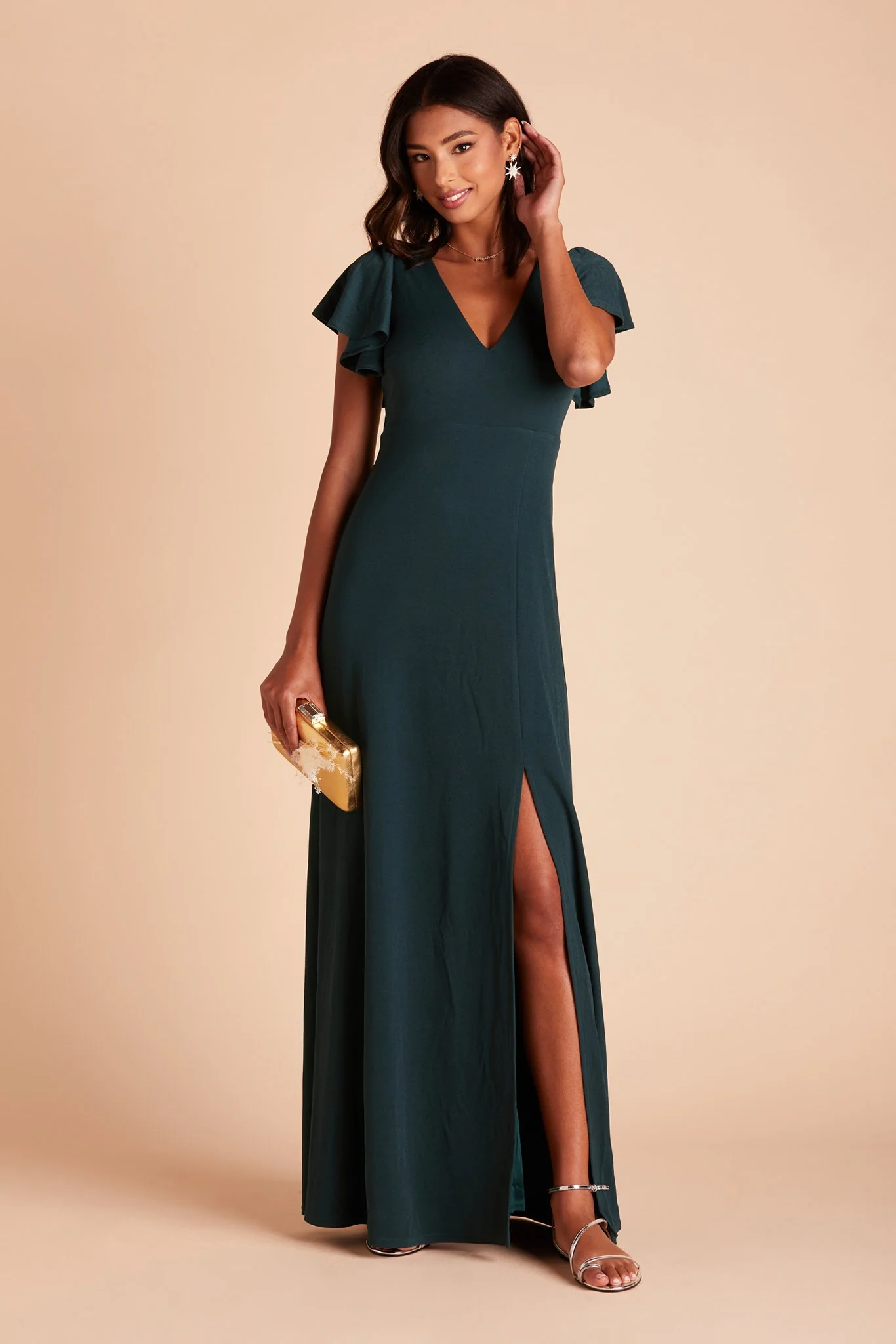 Hannah Crepe Dress - Emerald - Image 4