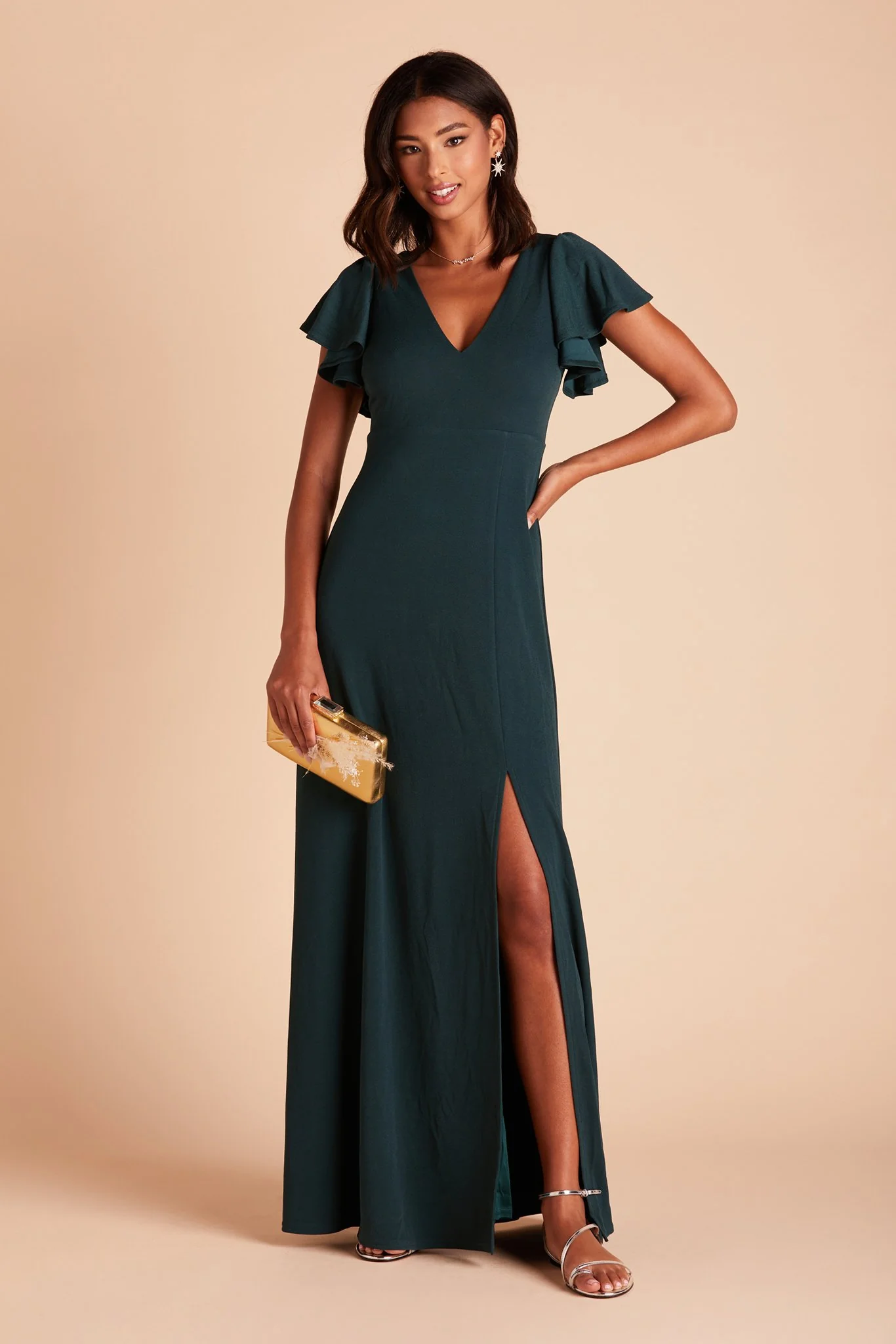 Hannah Crepe Dress - Emerald - Image 5