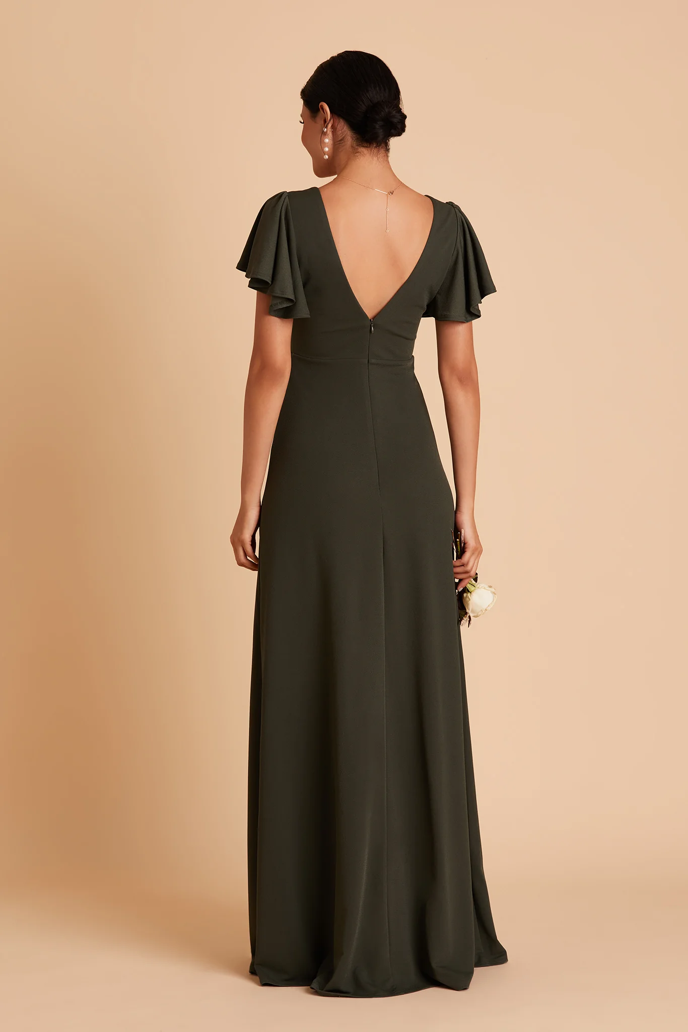 Hannah Crepe Dress - Olive - Image 8