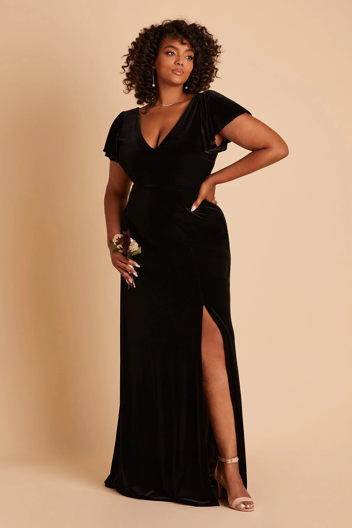 Hannah Velvet Dress - Black - Image 4