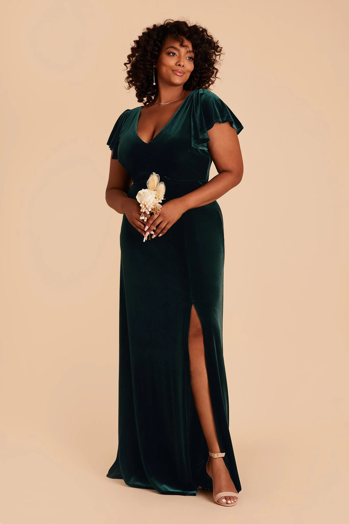 Hannah Velvet Dress - Emerald - Image 2