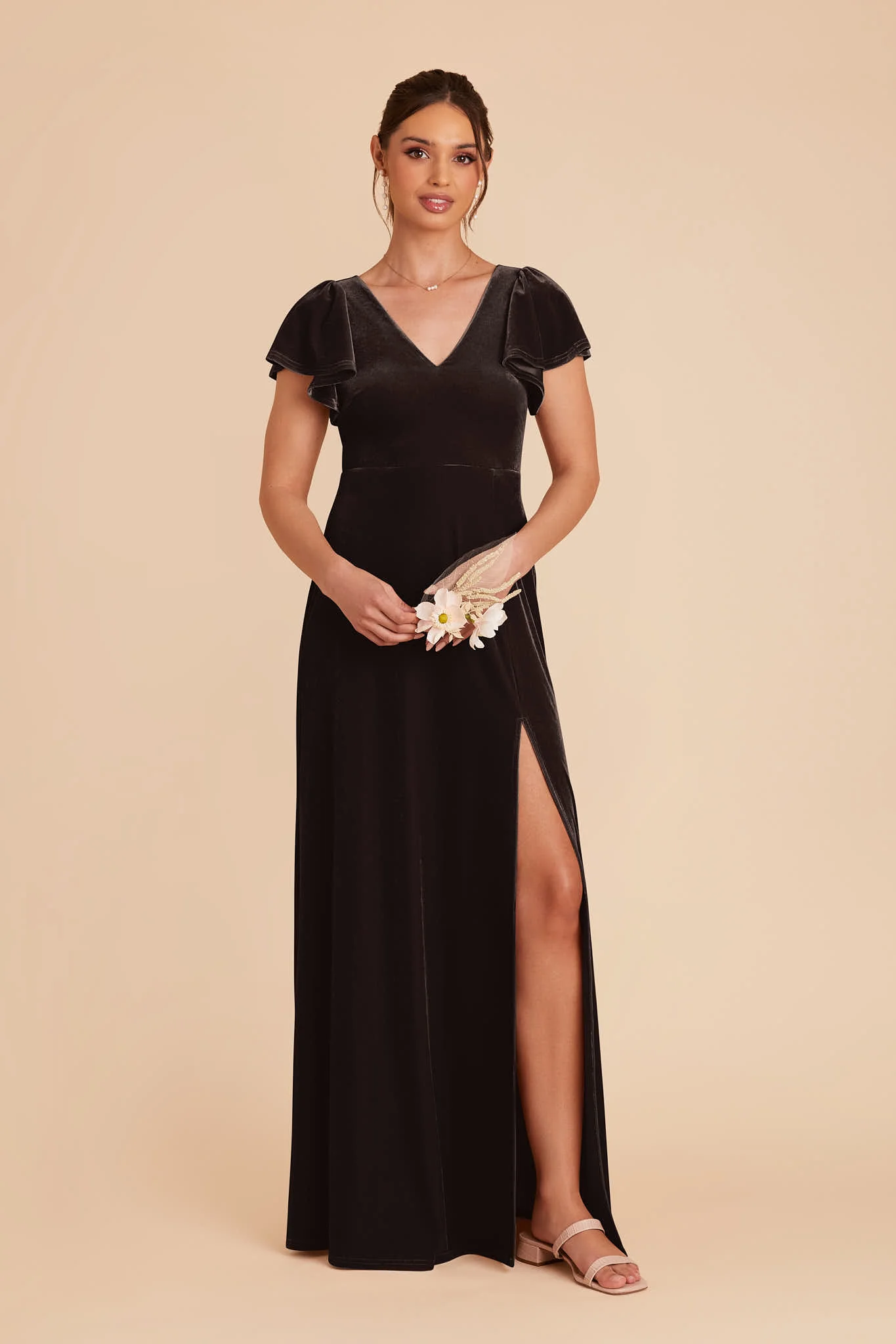 Hannah Velvet Dress - Espresso - Image 2
