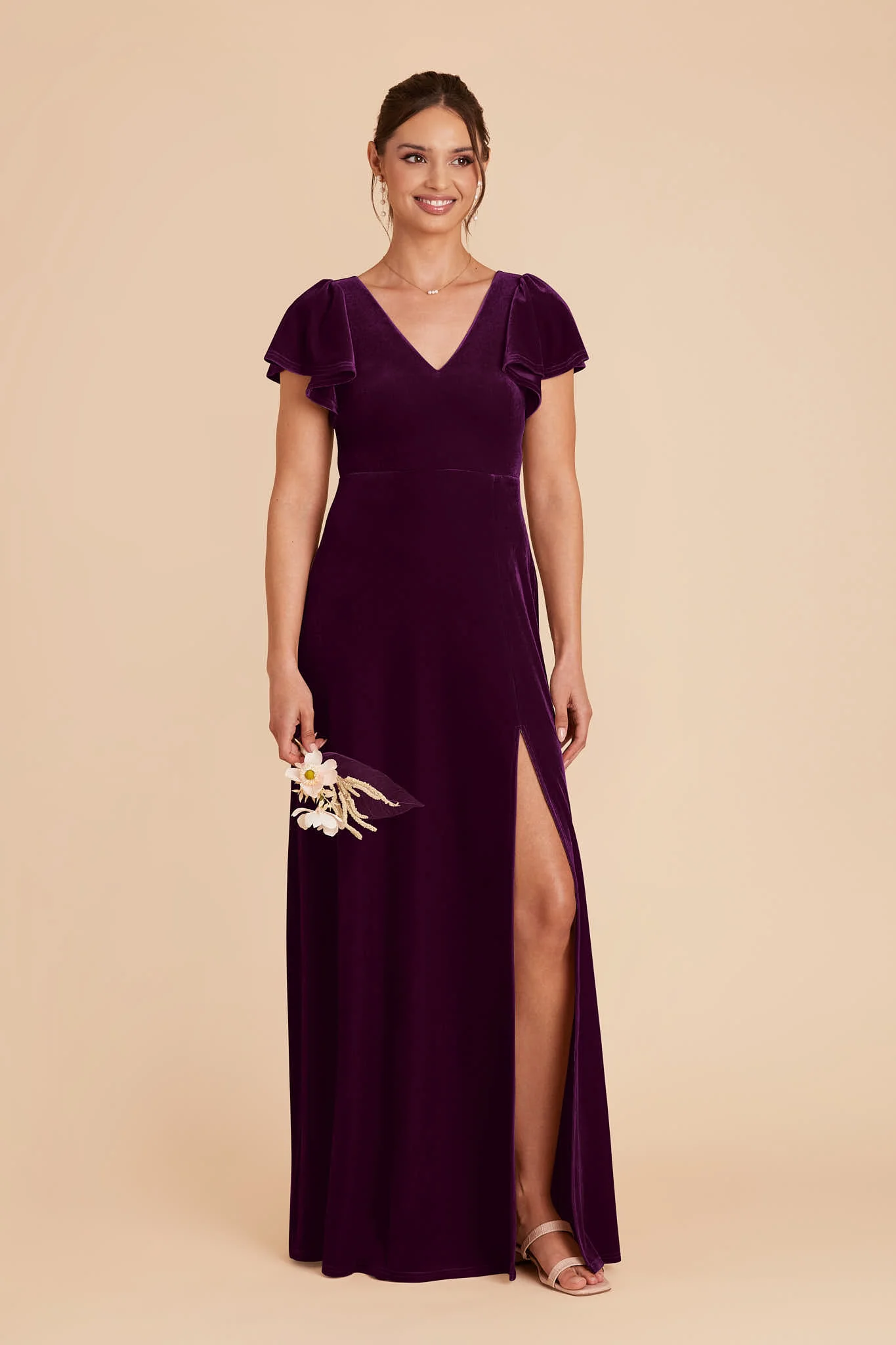 Hannah Velvet Dress - Fig - Image 4
