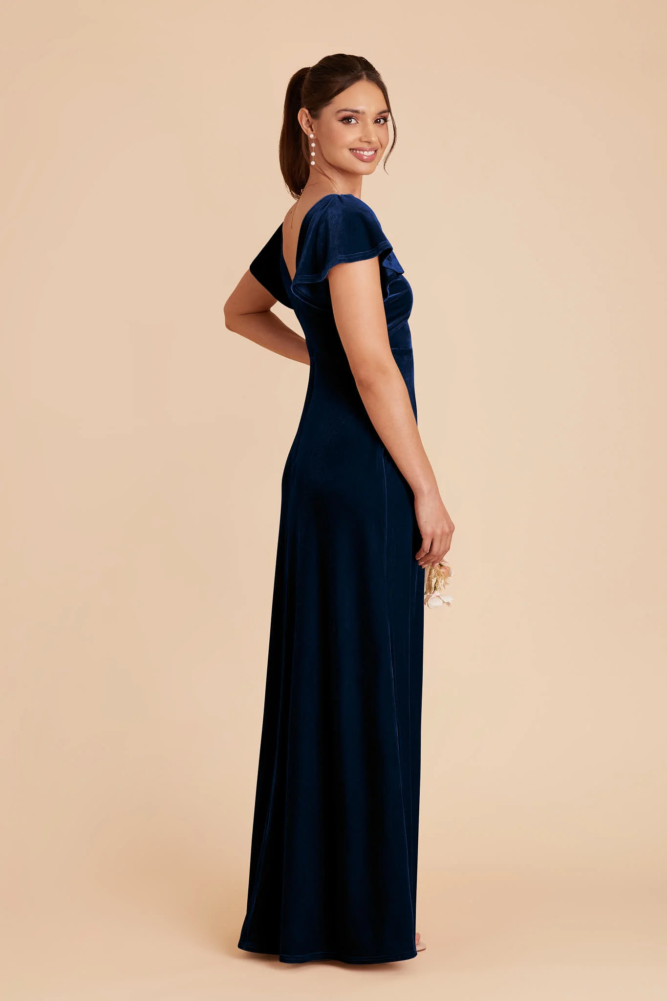 Hannah Velvet Dress - Navy - Image 5