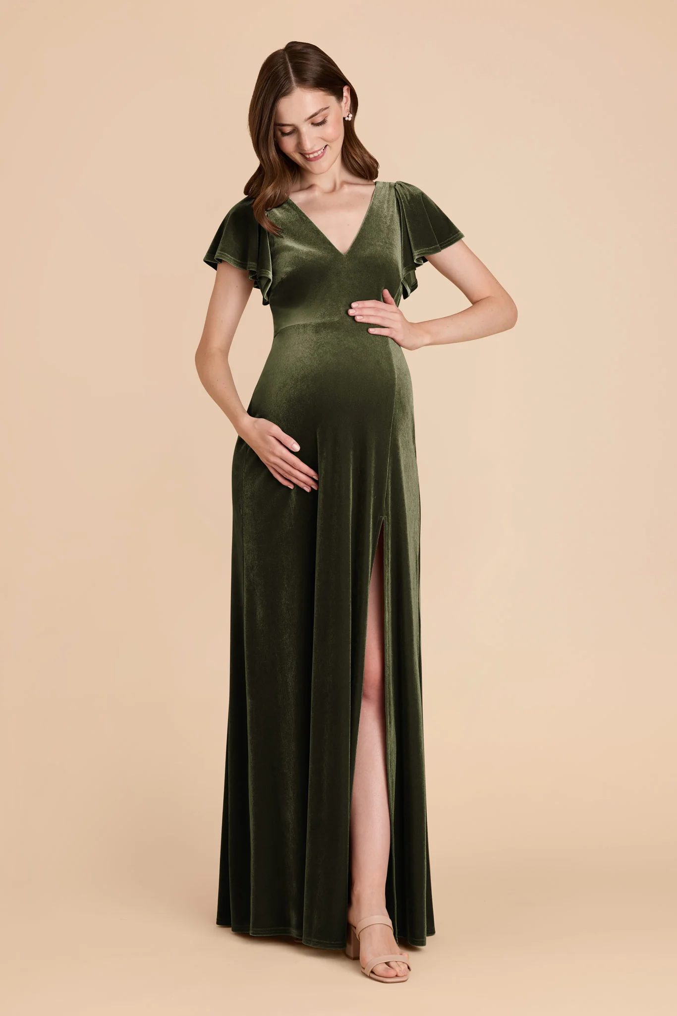 Hannah Velvet Dress - Olive - Image 6
