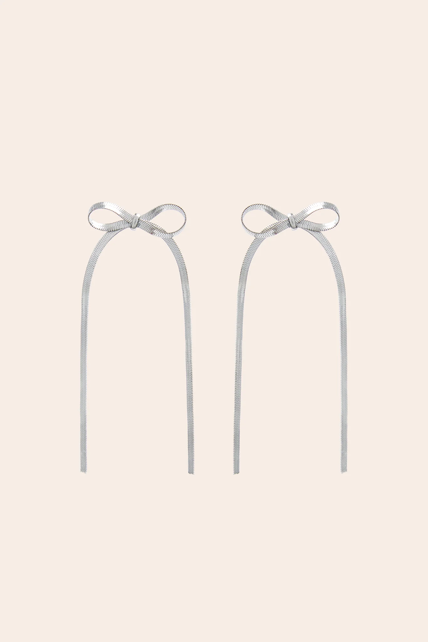 Herringbone Bow Earrings - Silver