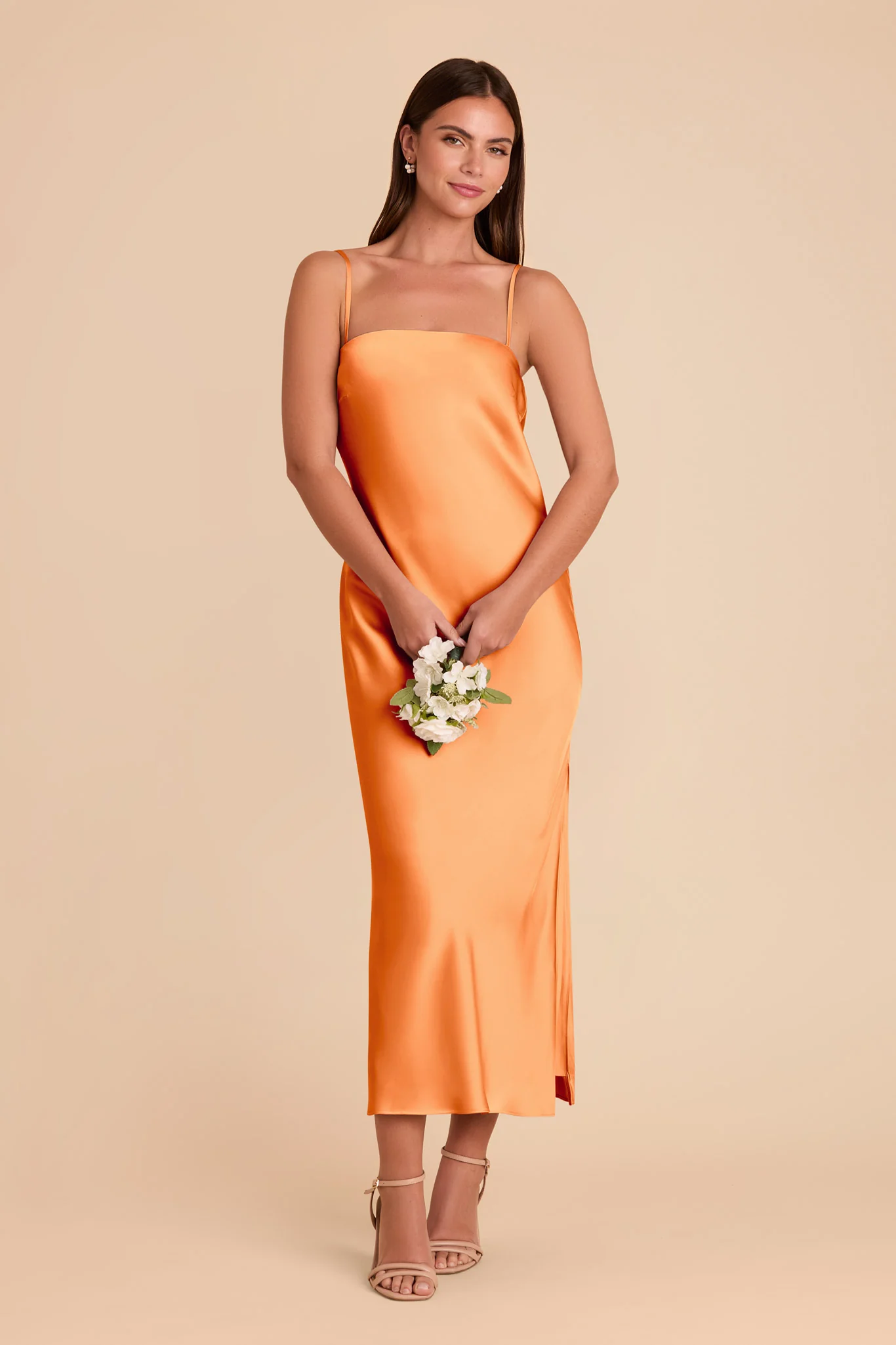 Isla Matte Satin Dress - Apricot - Image 2
