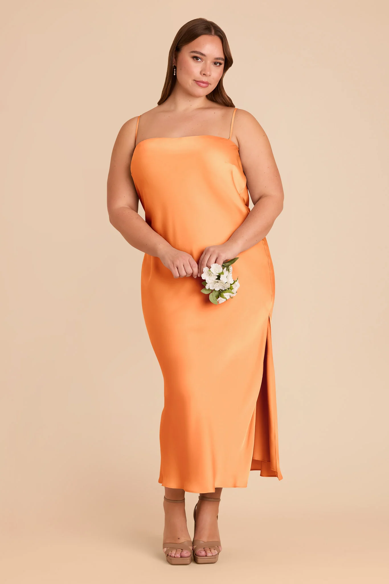 Isla Matte Satin Dress - Apricot - Image 8