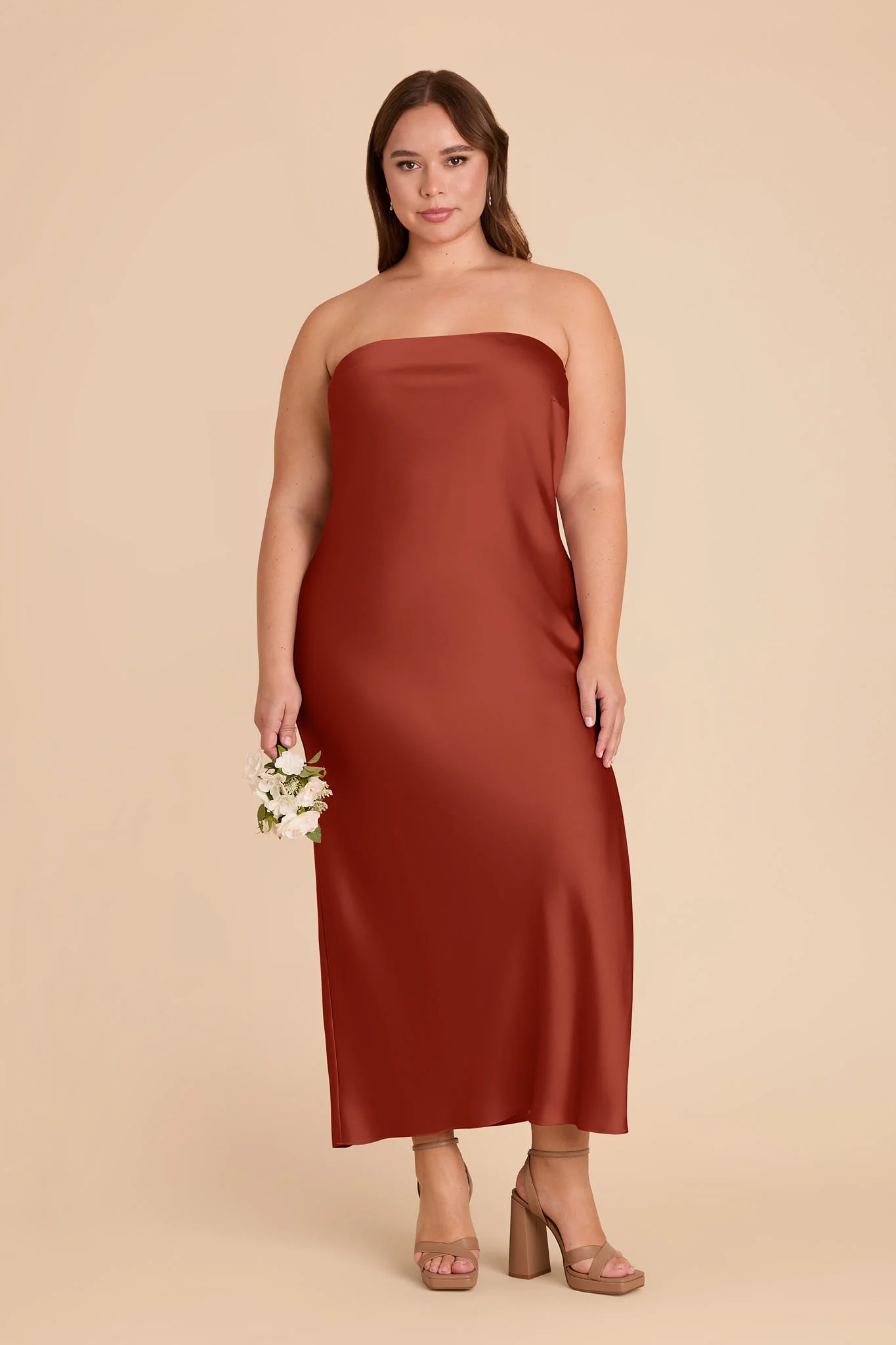 Isla Matte Satin Dress - Auburn - Image 10