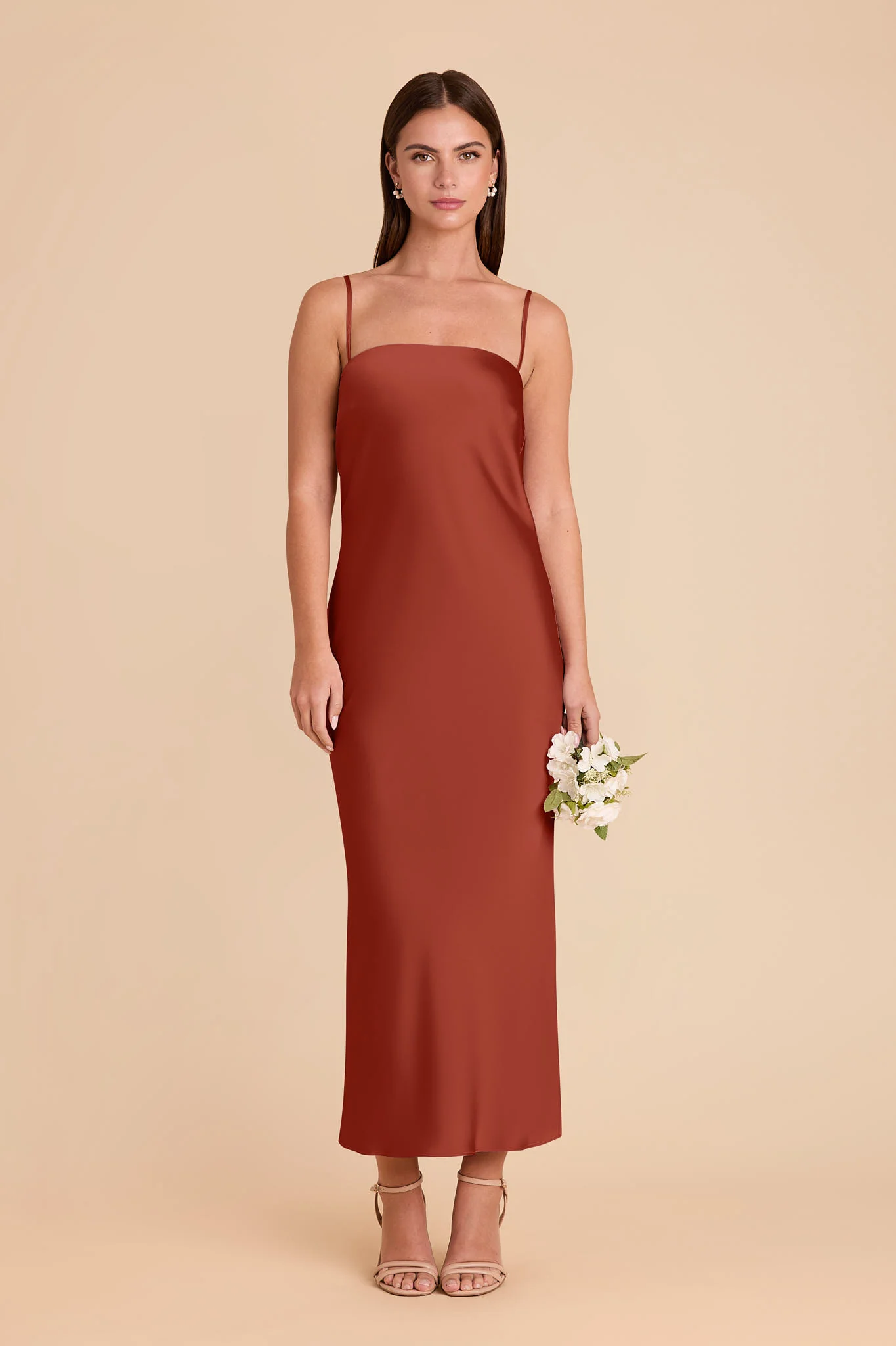 Isla Matte Satin Dress - Auburn - Image 3
