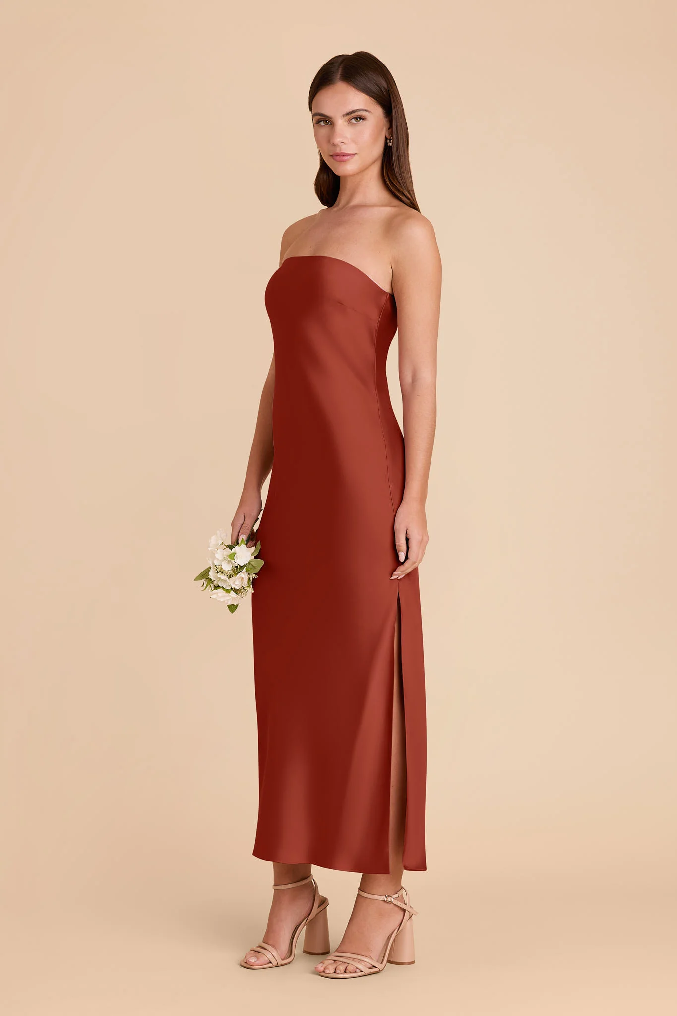 Isla Matte Satin Dress - Auburn - Image 4