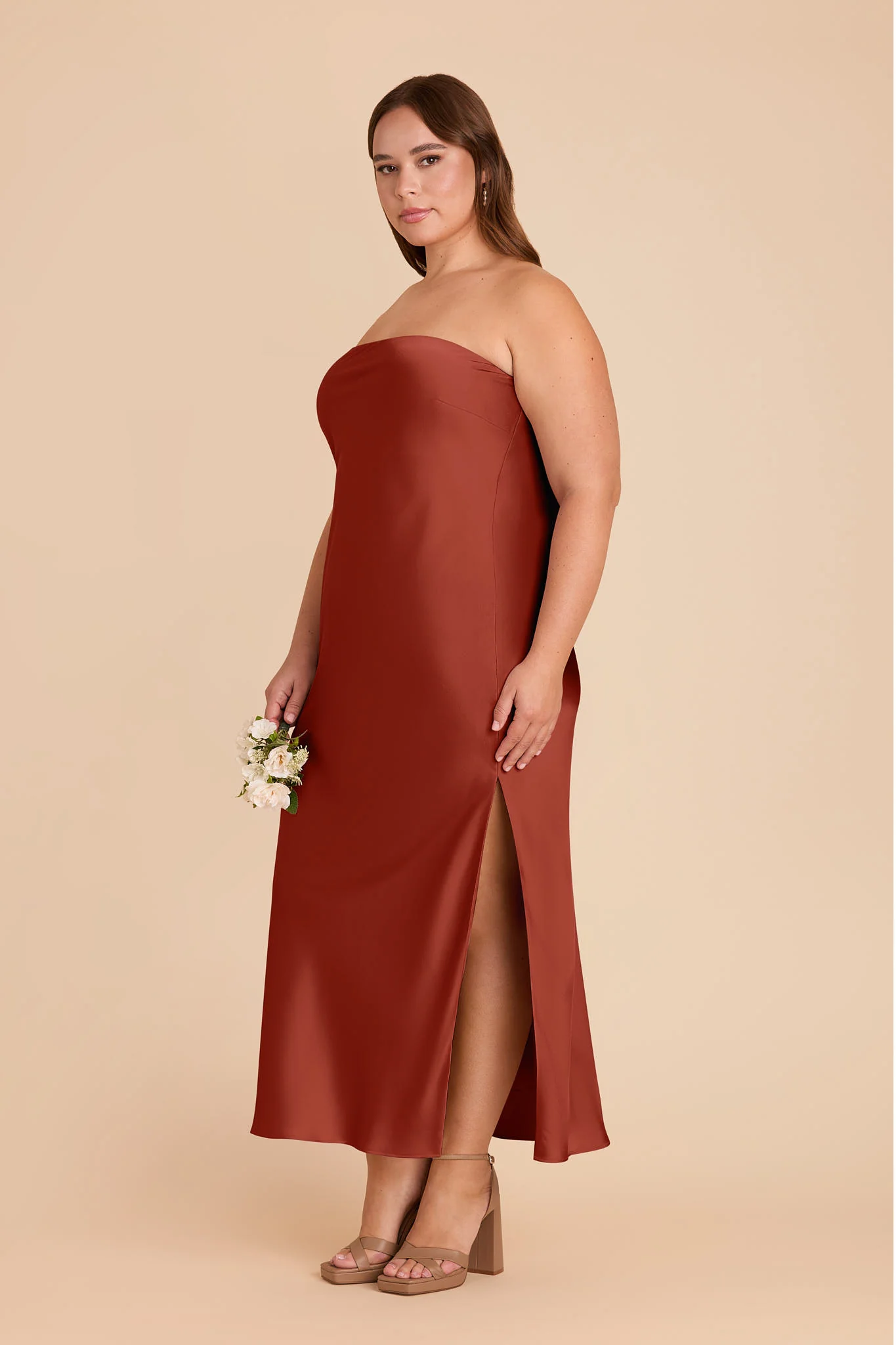 Isla Matte Satin Dress - Auburn - Image 7