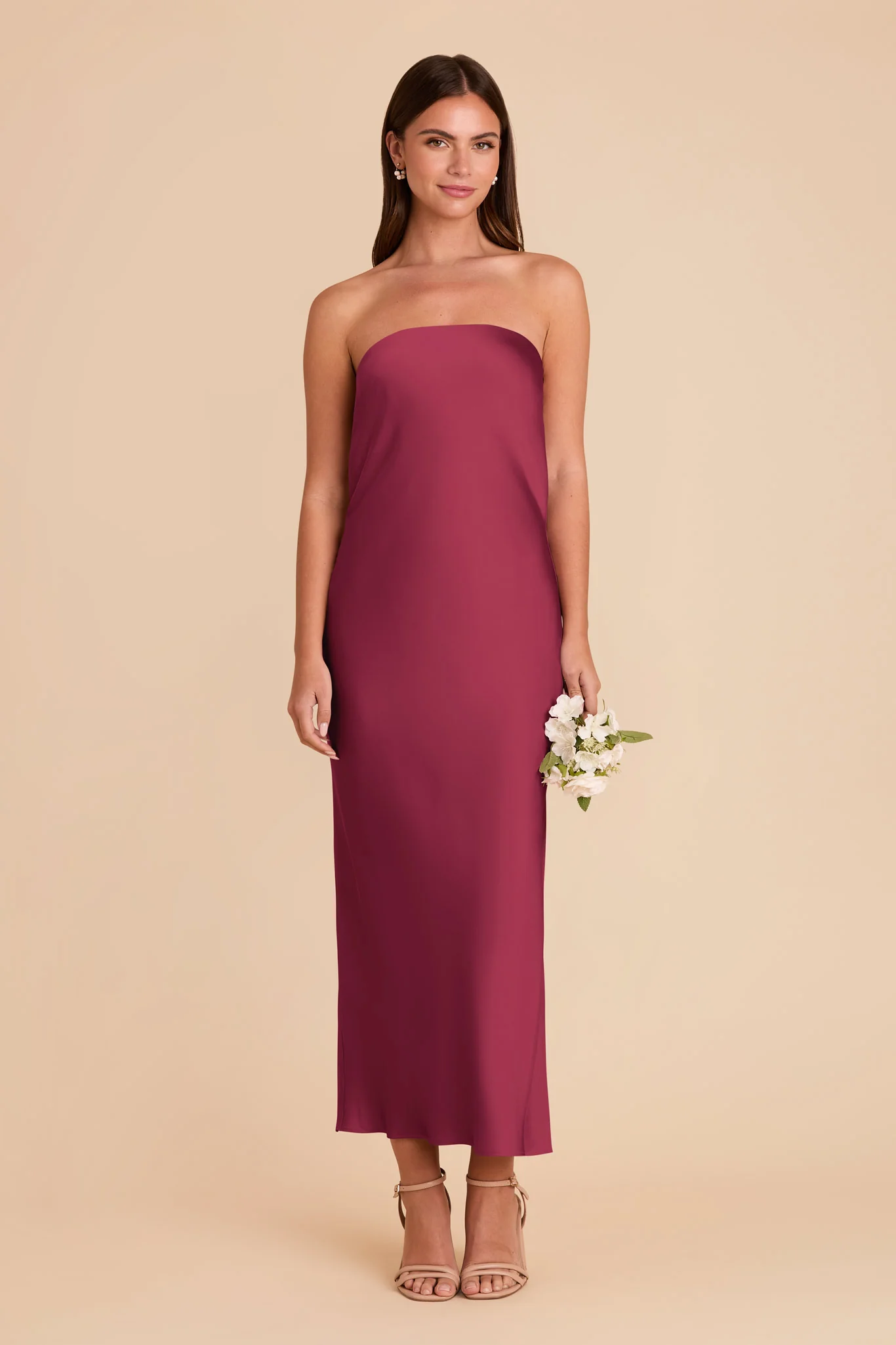 Isla Matte Satin Dress - Berry - Image 3
