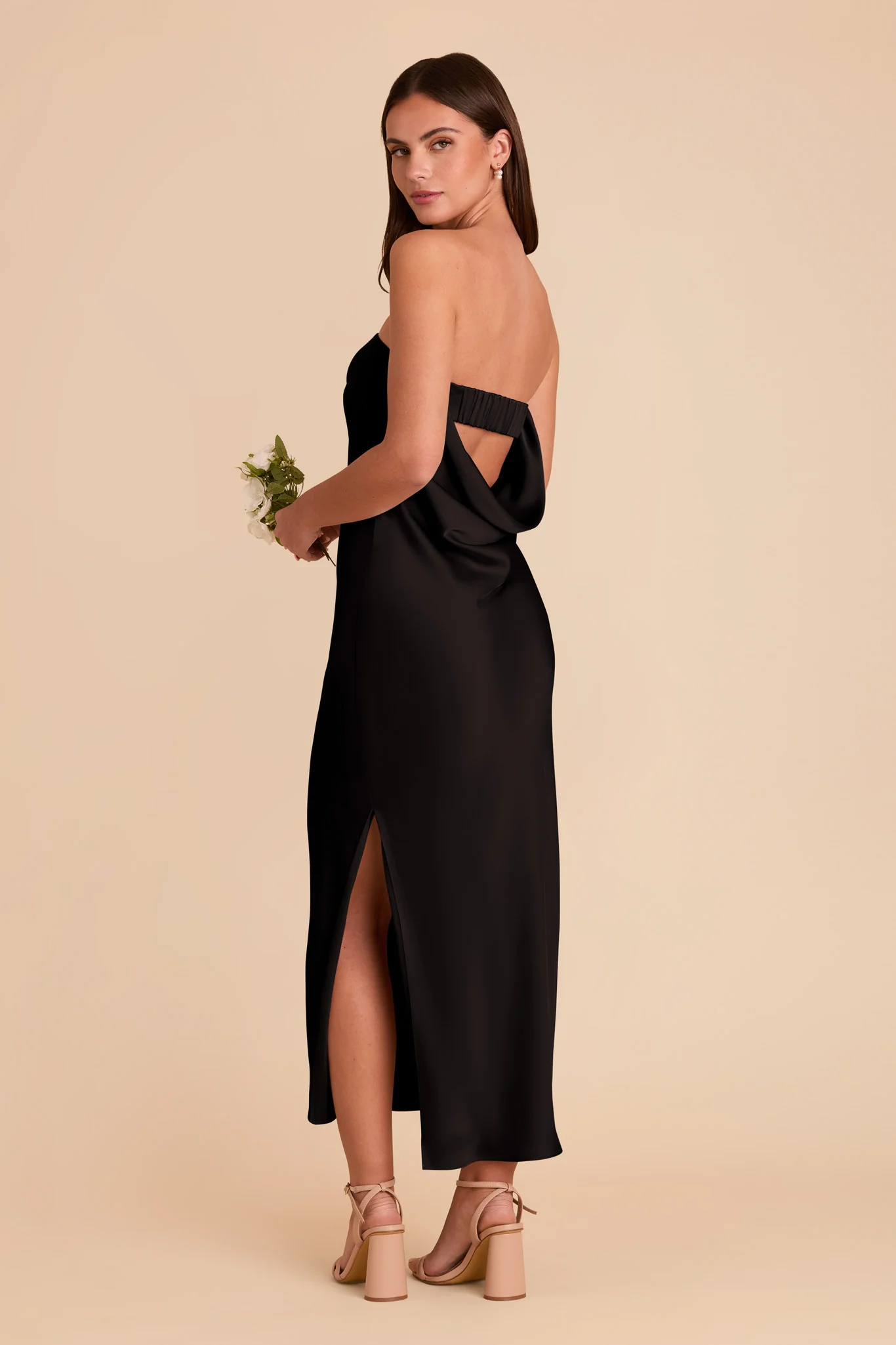 Isla Matte Satin Dress - Black - Image 3