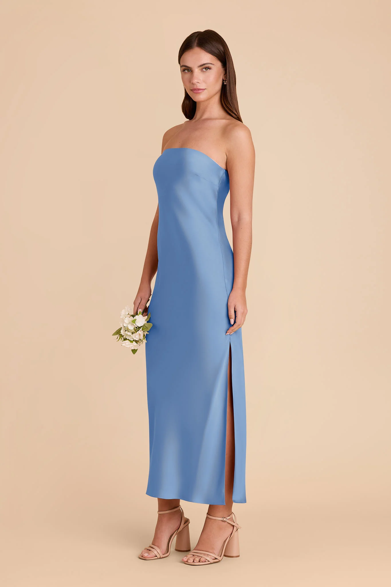 Isla Matte Satin Dress - Bluebell - Image 4