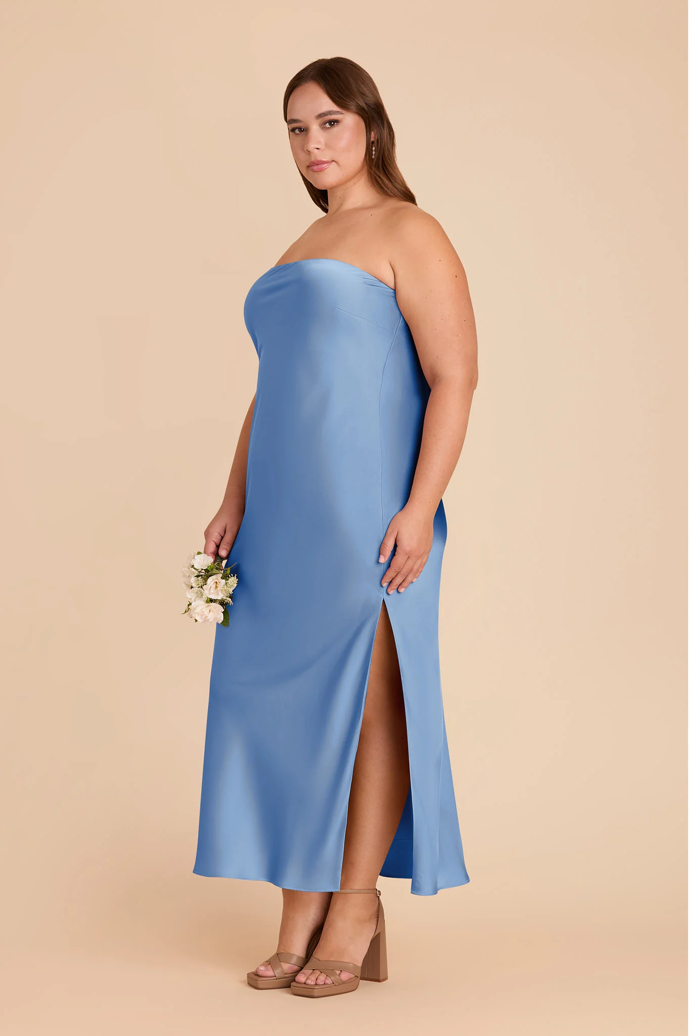 Isla Matte Satin Dress - Bluebell - Image 7