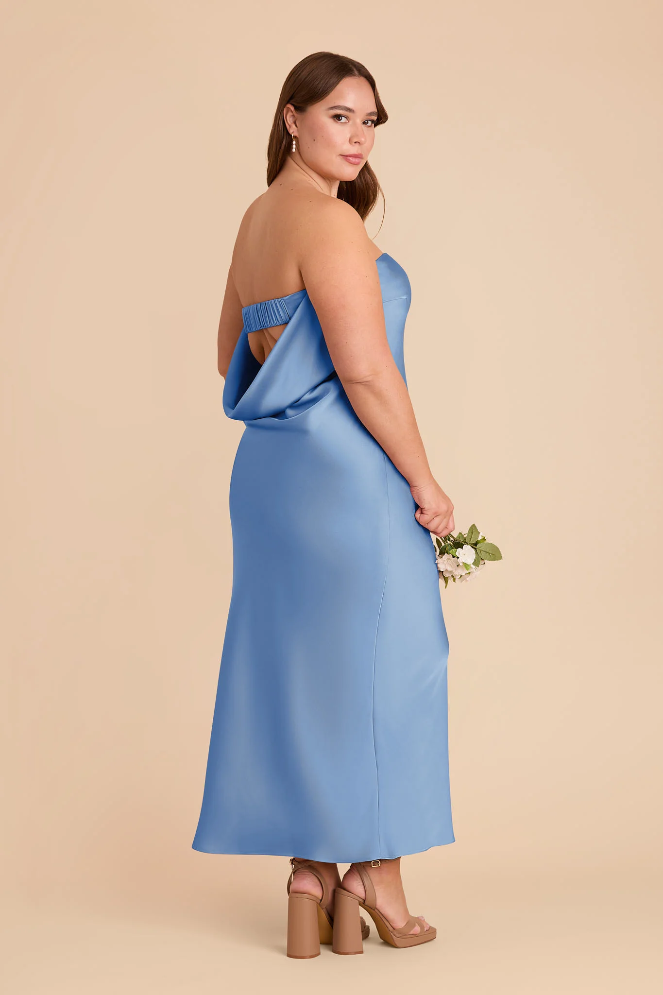 Isla Matte Satin Dress - Bluebell - Image 8