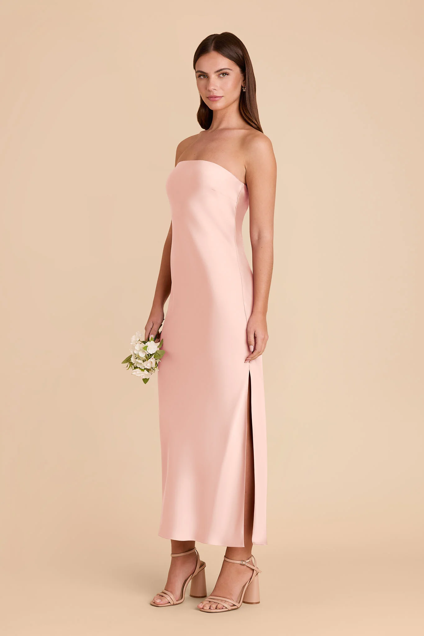 Isla Matte Satin Dress - Blush Pink - Image 5