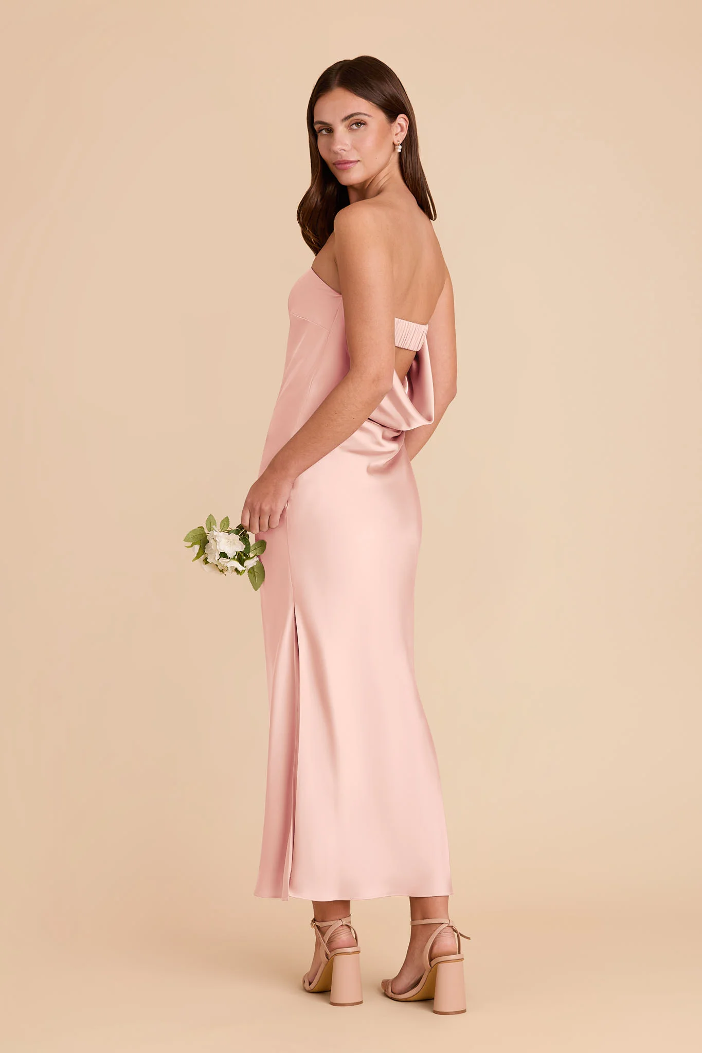 Isla Matte Satin Dress - Blush Pink - Image 6
