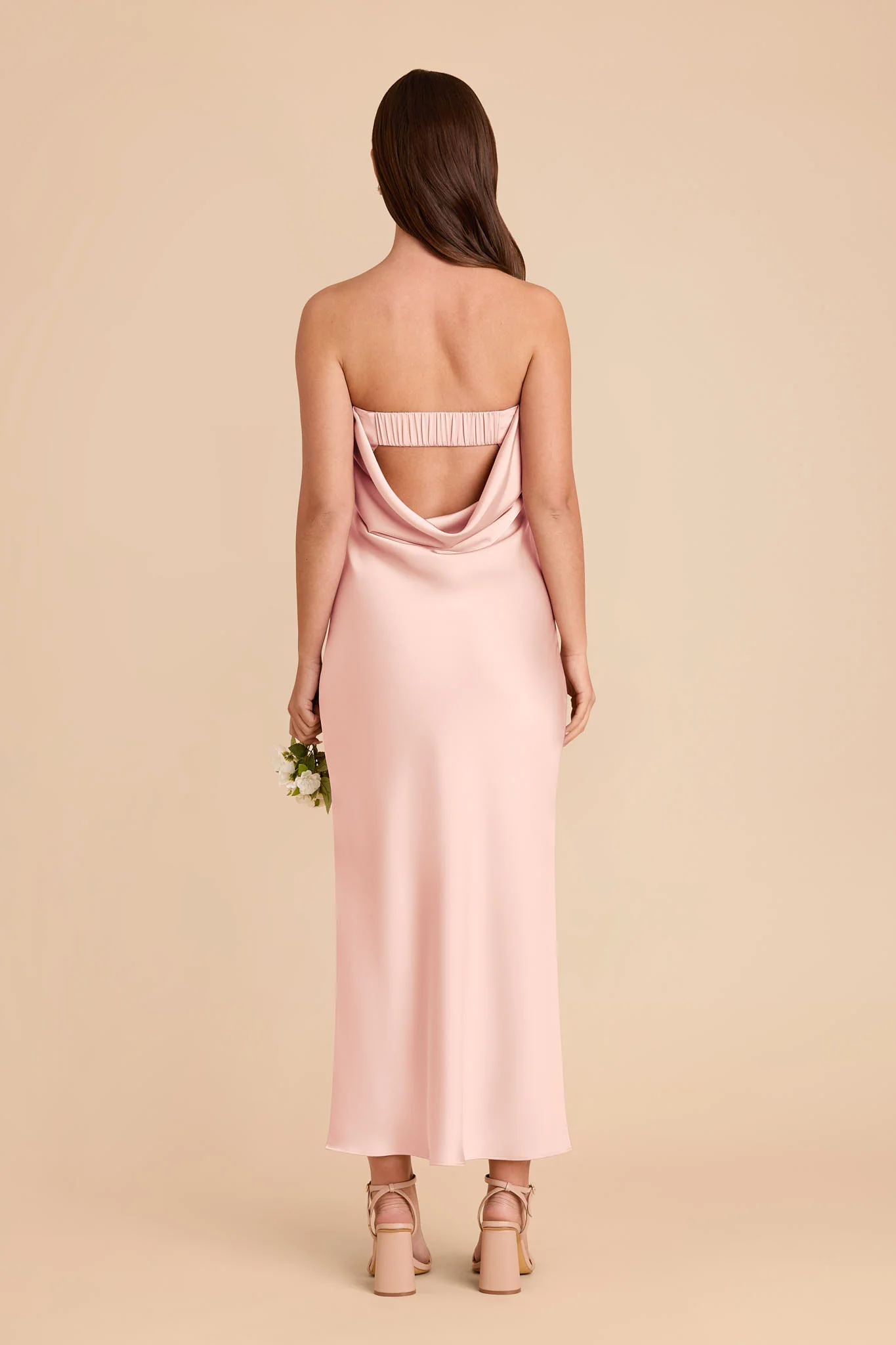 Isla Matte Satin Dress - Blush Pink - Image 7