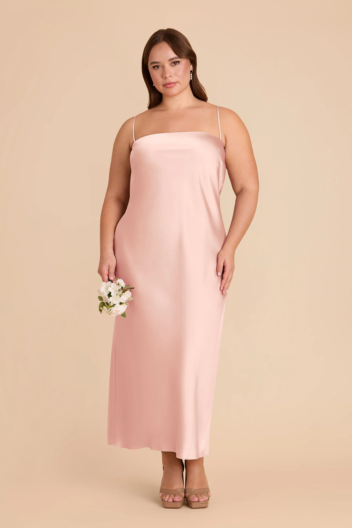 Isla Matte Satin Dress - Blush Pink - Image 8
