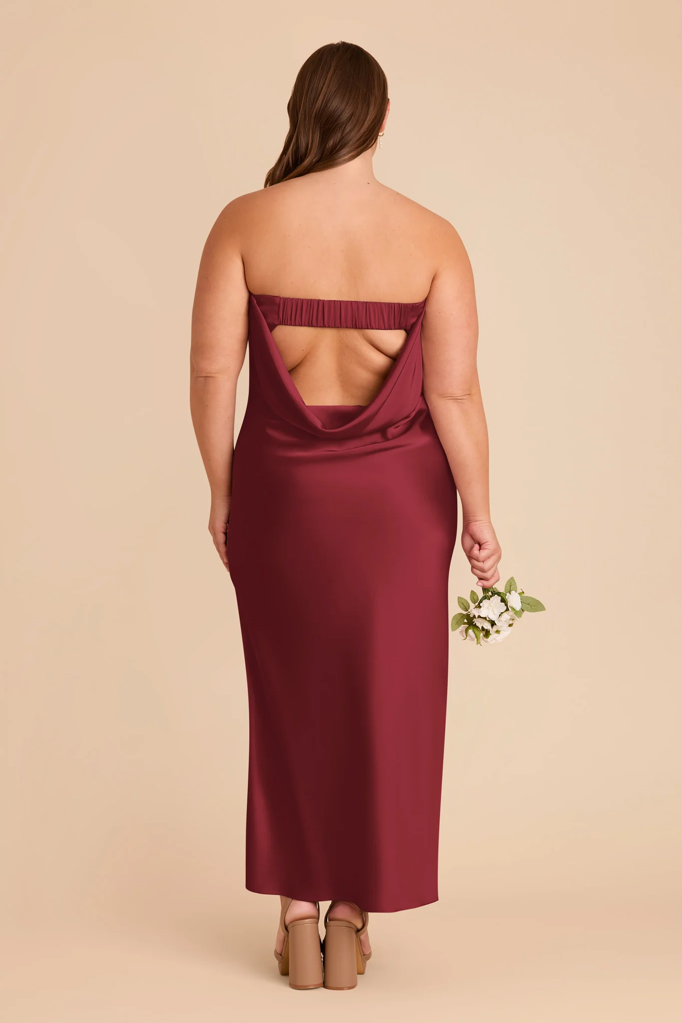 Isla Matte Satin Dress - Burgundy - Image 11