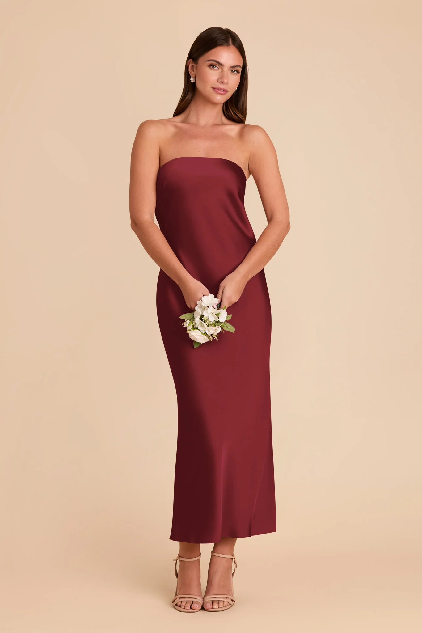 Isla Matte Satin Dress - Burgundy - Image 5