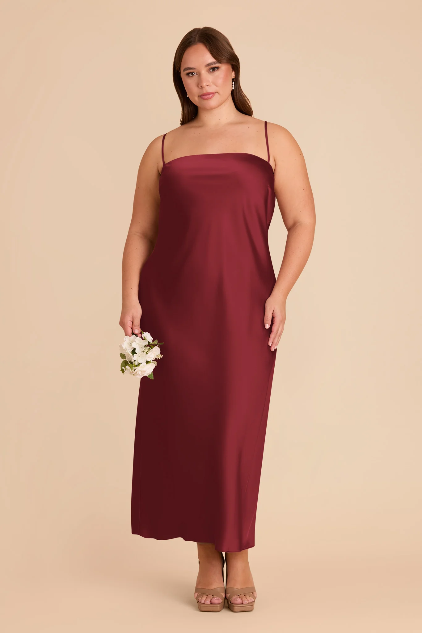 Isla Matte Satin Dress - Burgundy - Image 8
